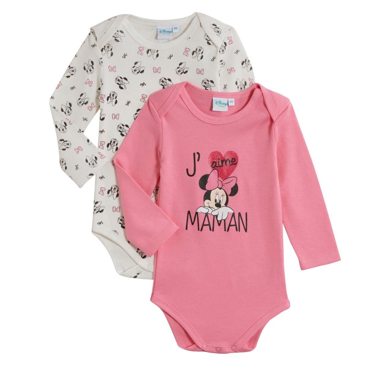MINNIE Lot de 2 bodies manches longues bébé fille
