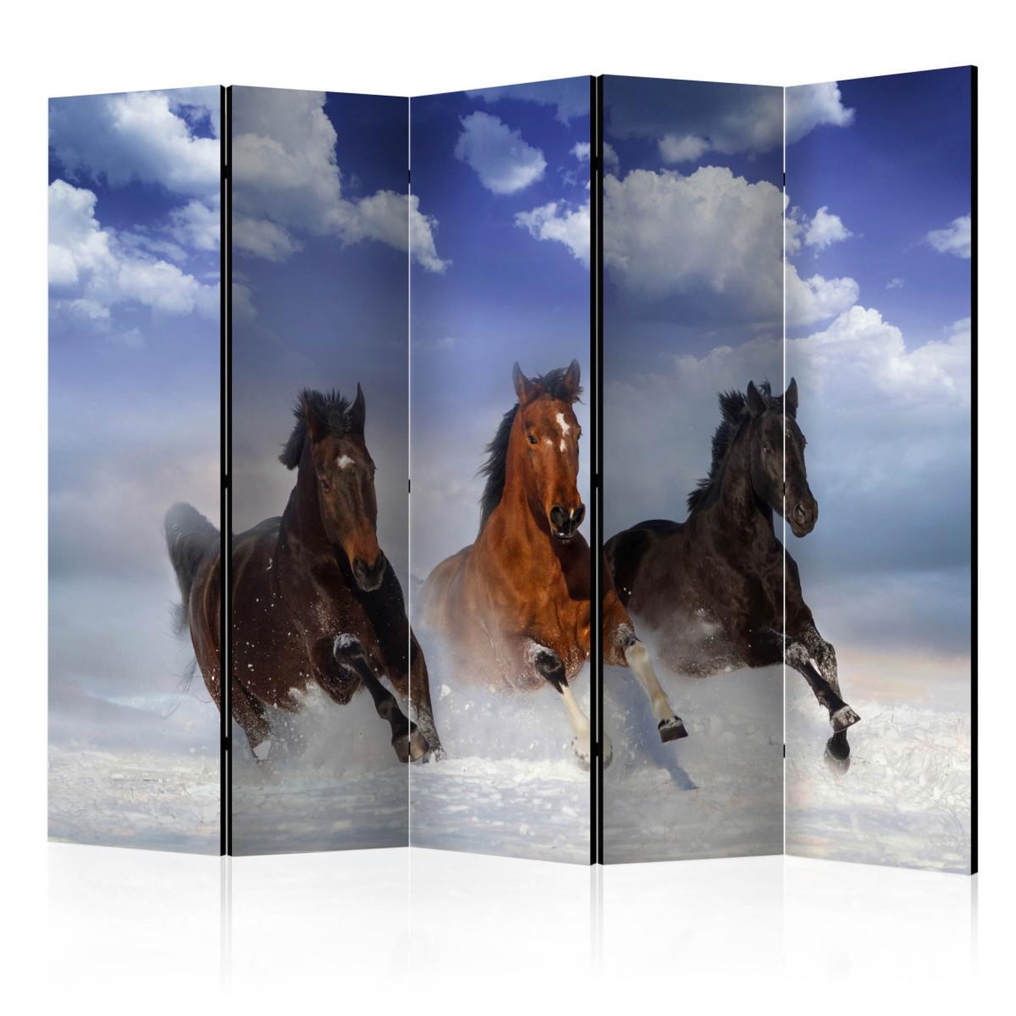 Paris Prix Paravent 5 volets  horses in the snow  172x225cm