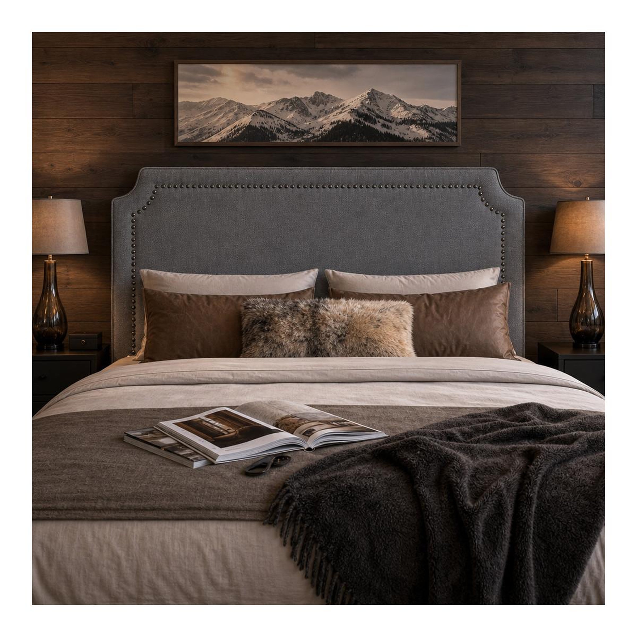 Voir la diapositive 4 : Paris Prix Tête de lit  design en tissu  selena  160cm gris