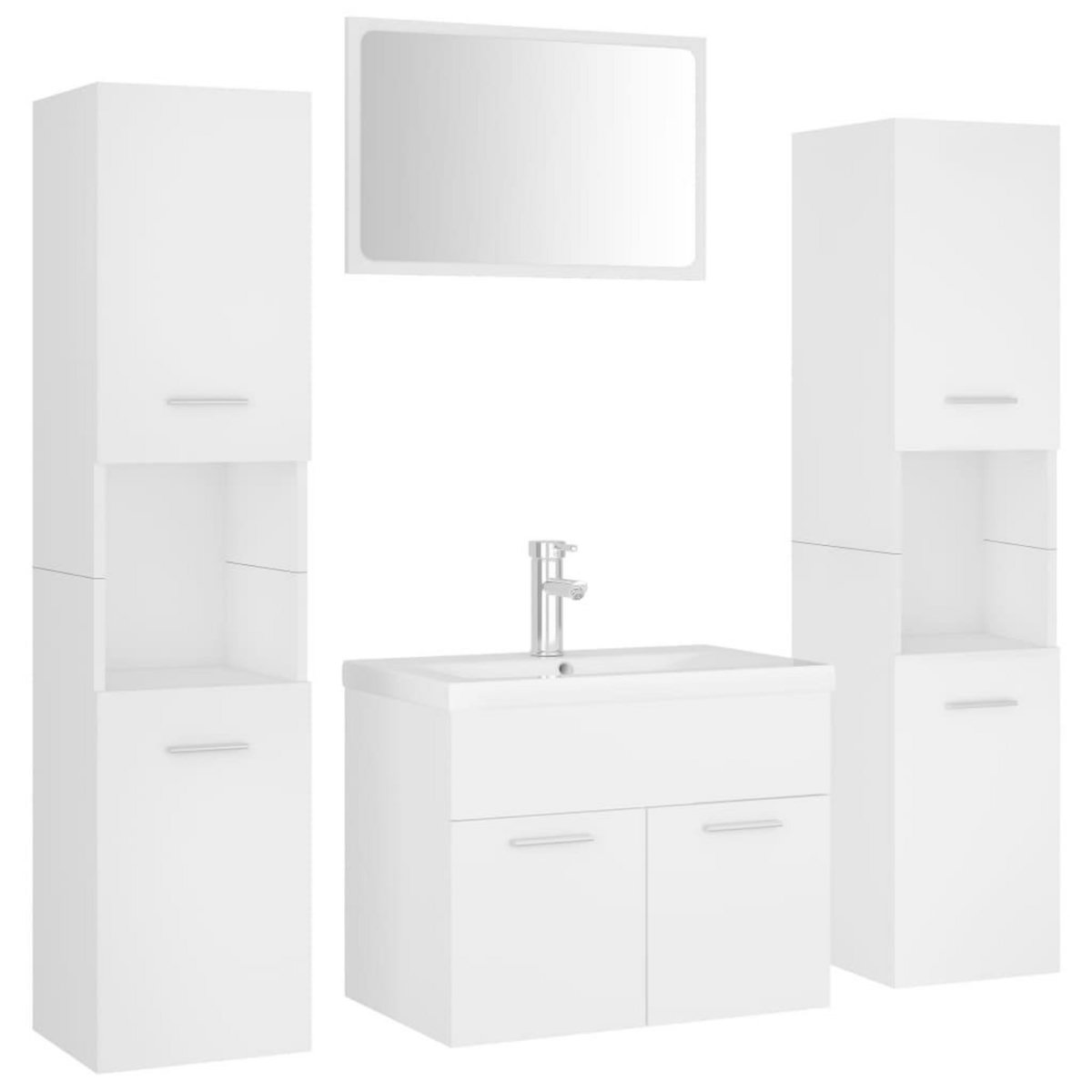 VIDAXL Ensemble de meubles de salle de bain Blanc Agglomere