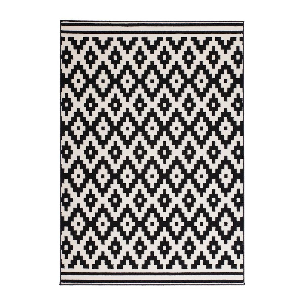 Paris Prix Tapis Géométrique à Poils Courts  Now III  Noir