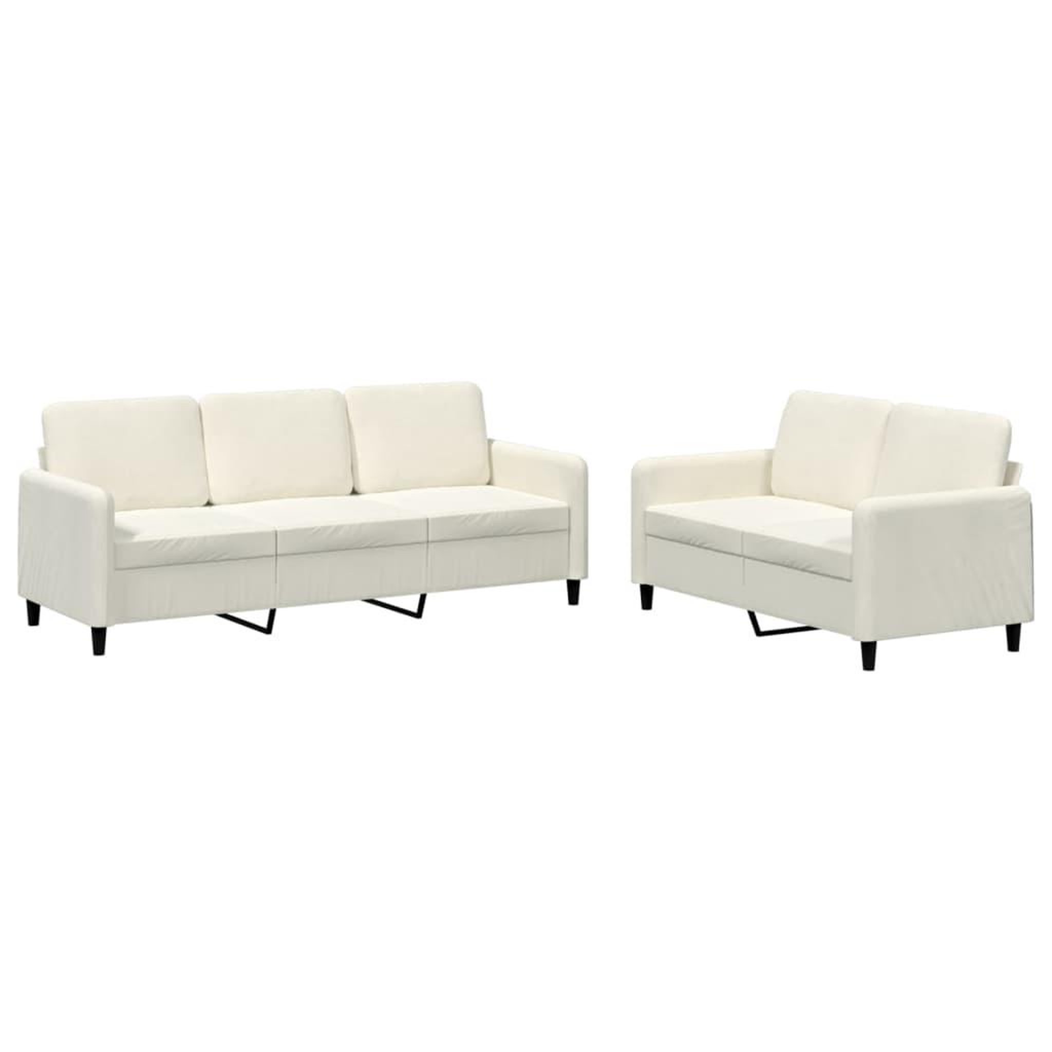 Voir la diapositive 2 : VIDAXL Ensemble de canapes 2 pcs creme velours