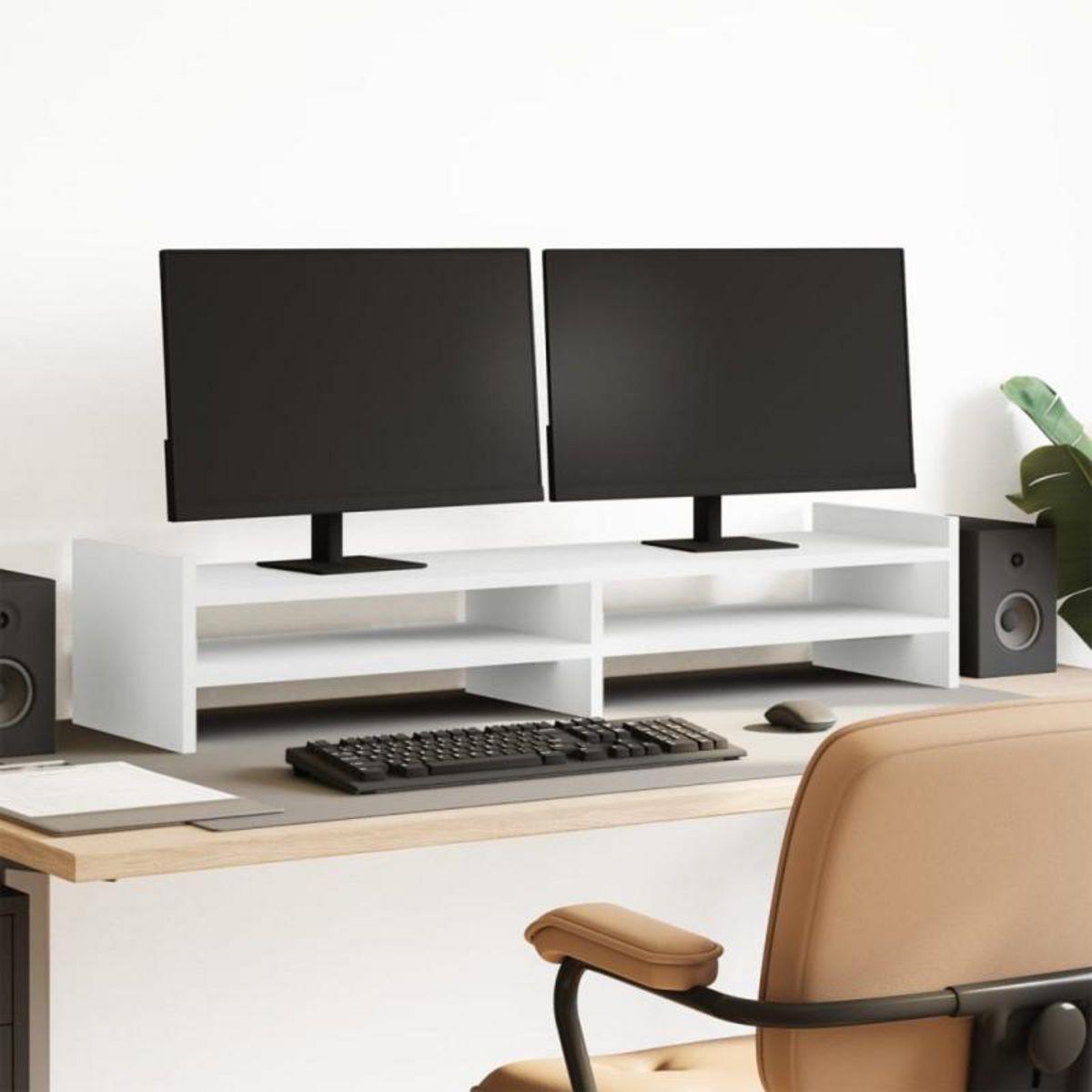 VIDAXL Support de moniteur blanc 100x27x20 cm bois d ingénierie