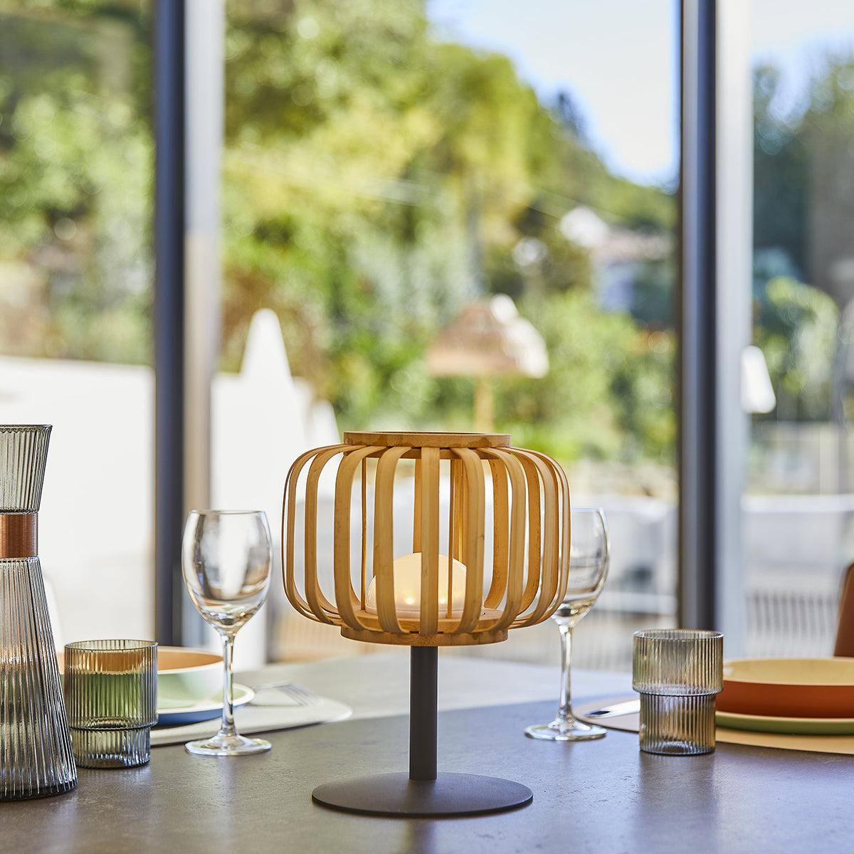 Lumisky Lampe de table sans fil STANDY BAMBOU Beige bambou H25cm