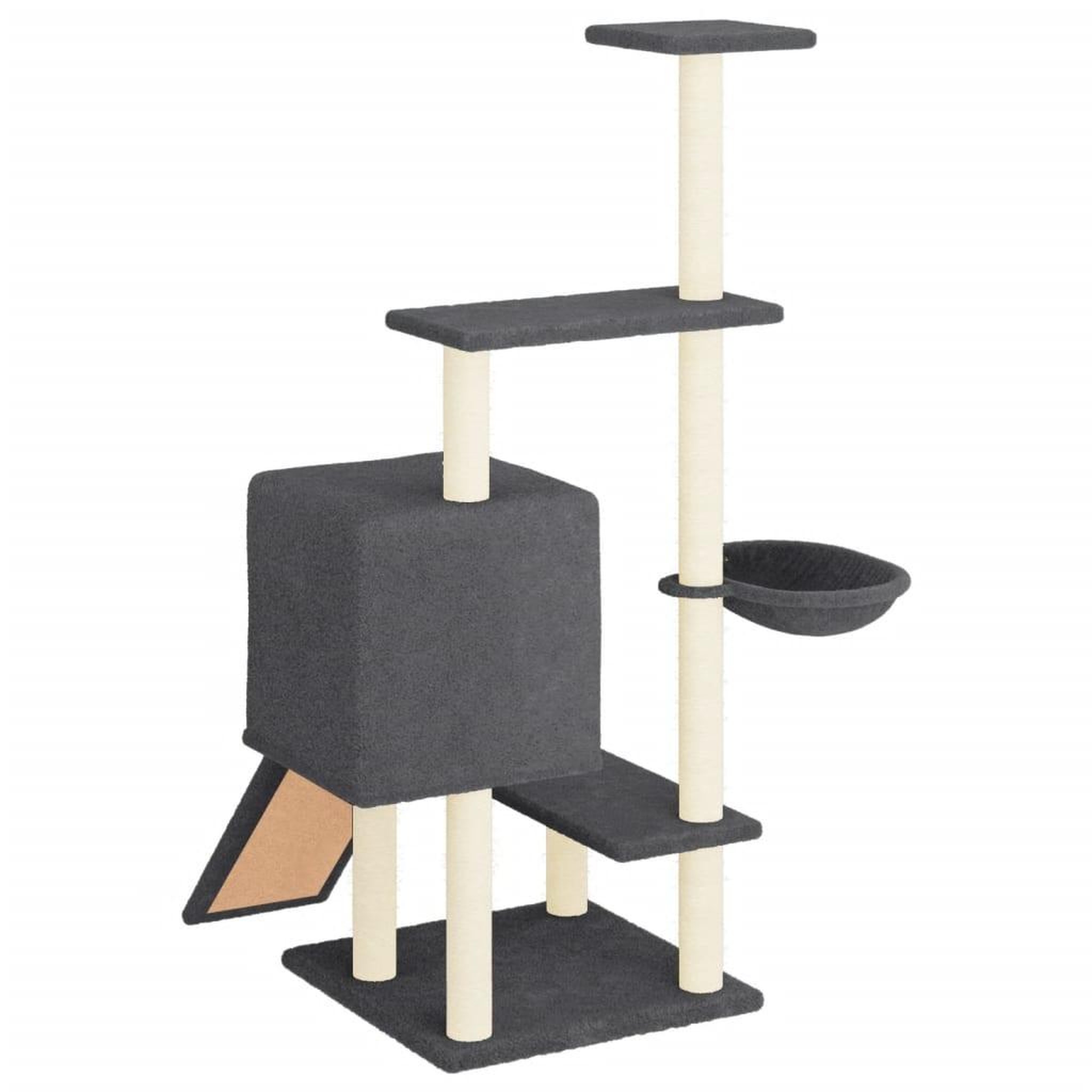 Voir la diapositive 5 : VIDAXL Arbre a chat avec griffoirs en sisal gris fonce 130,5 cm