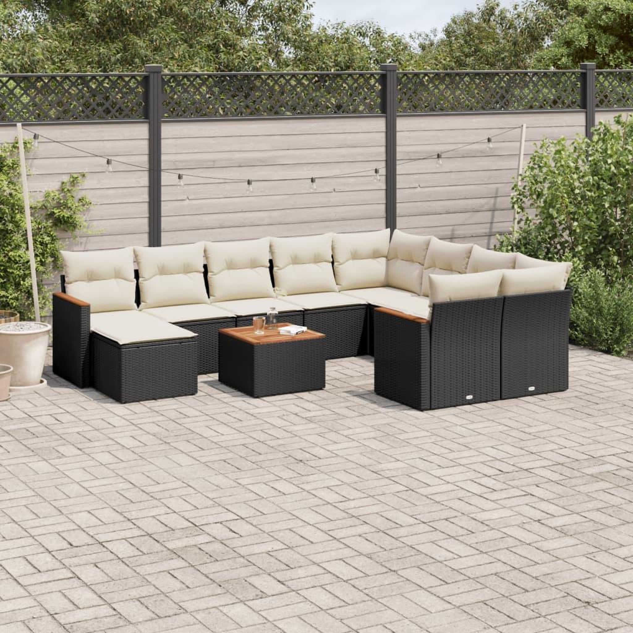 VIDAXL Salon de jardin 11 pcs avec coussins noir resine tressee