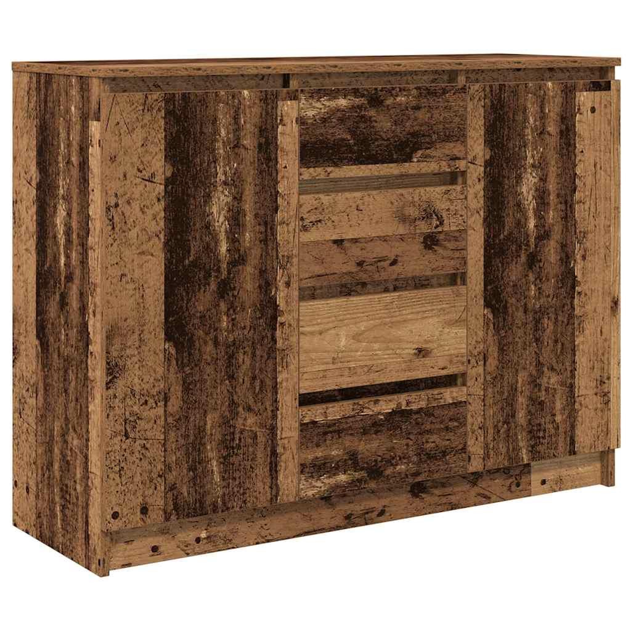 Voir la diapositive 2 : VIDAXL Buffet avec tiroirs vieux bois 100,5x35x76 cm bois d'ingenierie