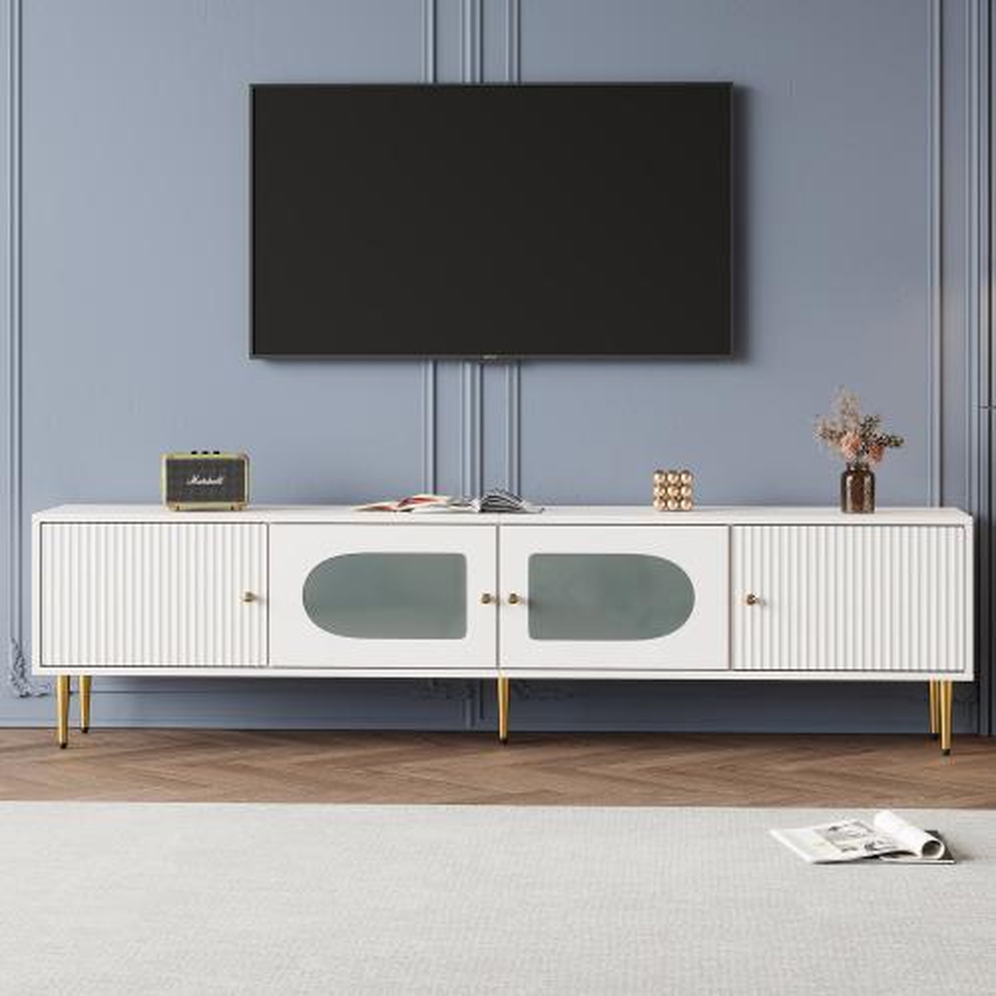 Voir la diapositive 2 : MERAX Meuble tv blanc 170 cm panneau de particules