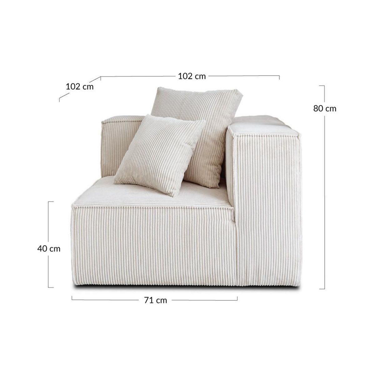 LISA DESIGN Colombine - module d'assise d'angle réversible - en velours côtelé