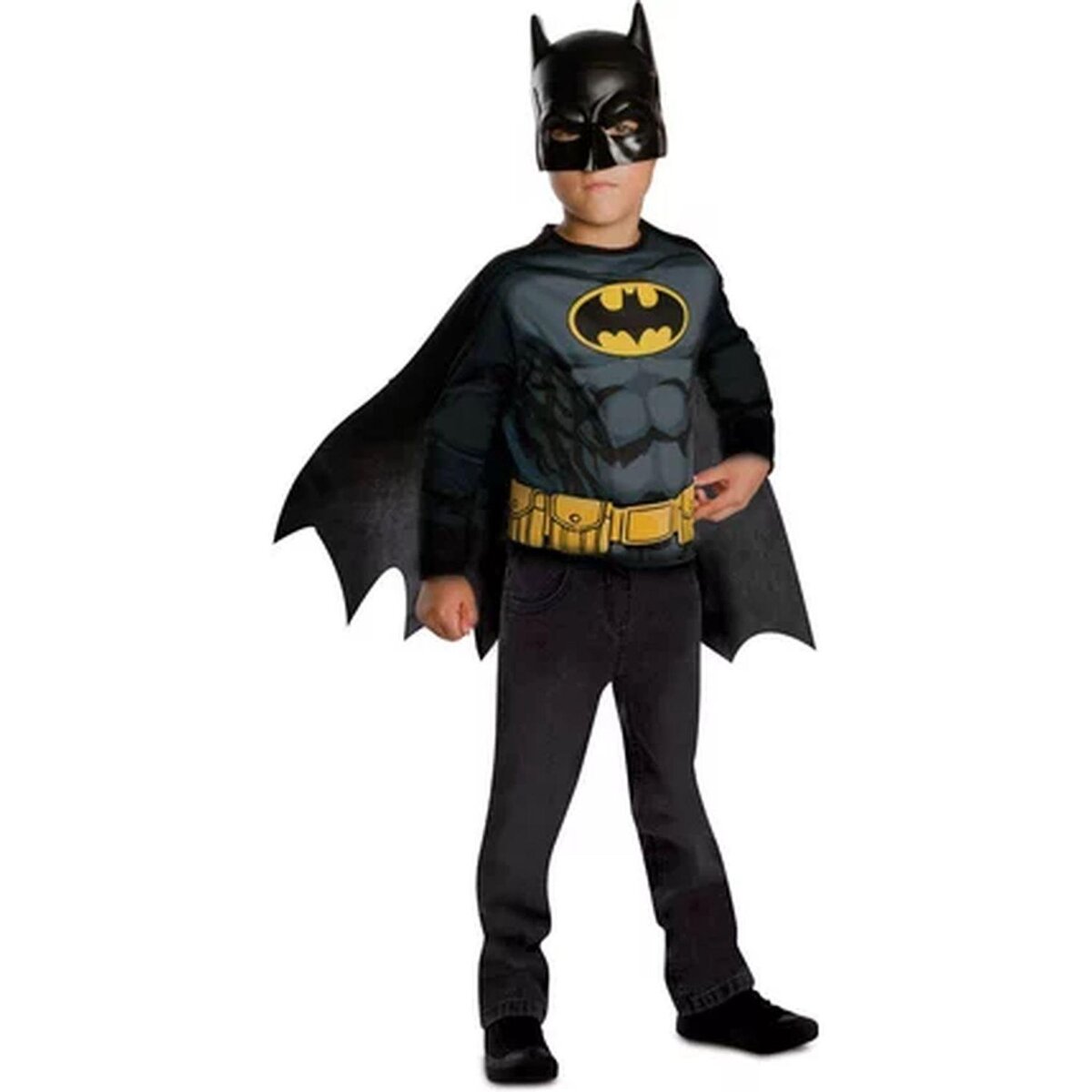 RUBIES TOP ET MASQUE BATMAN NOIR ET JAUNE TAILLE UNIQUE 5-8 ANS