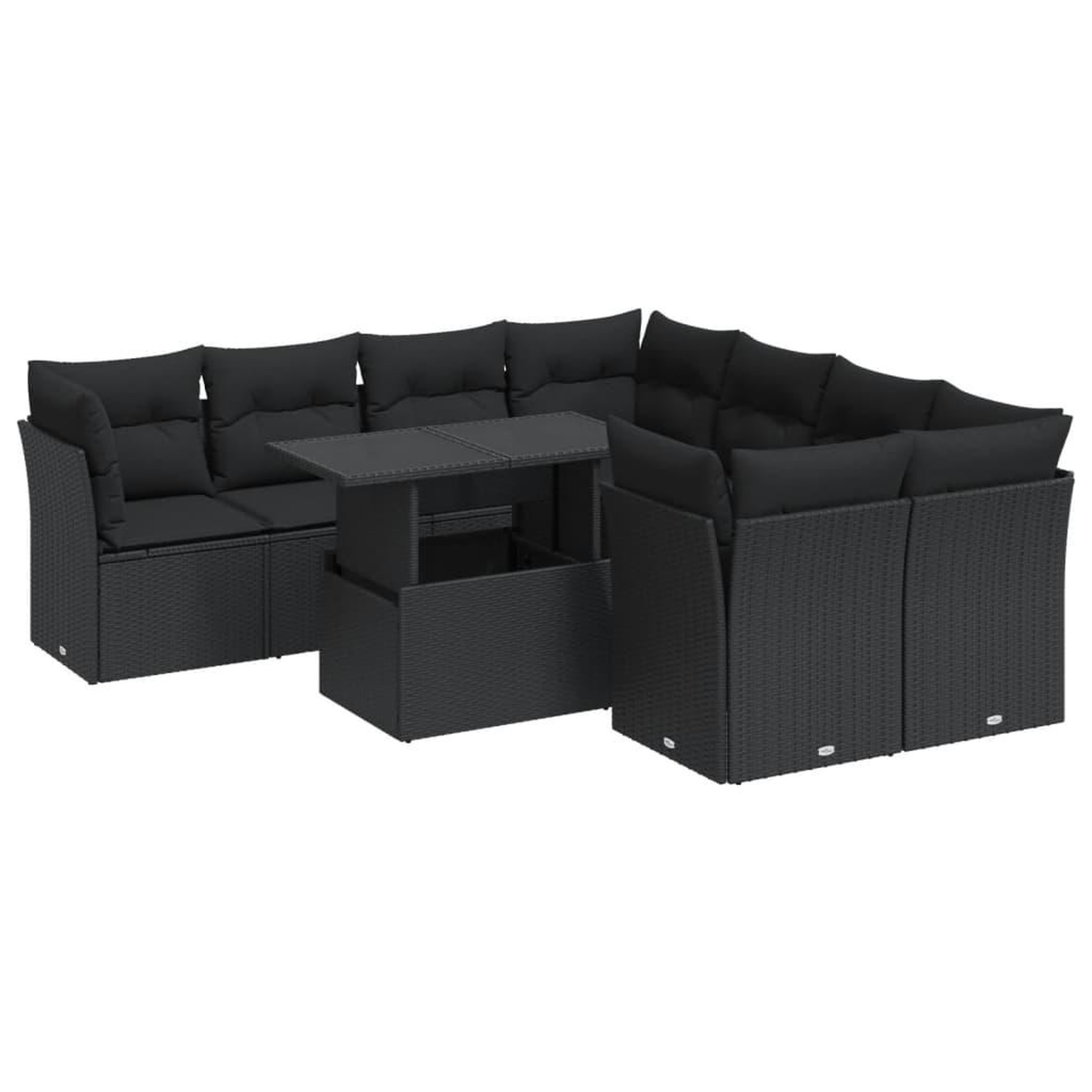 Voir la diapositive 2 : VIDAXL Salon de jardin 9 pcs avec coussins noir resine tressee