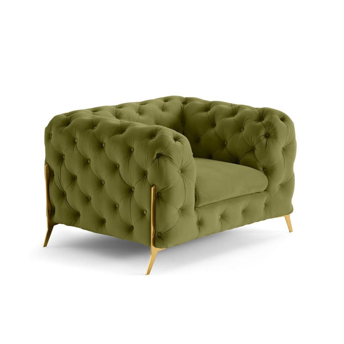 LISA DESIGN Camden - fauteuil chesterfield en velours - pieds en métal doré