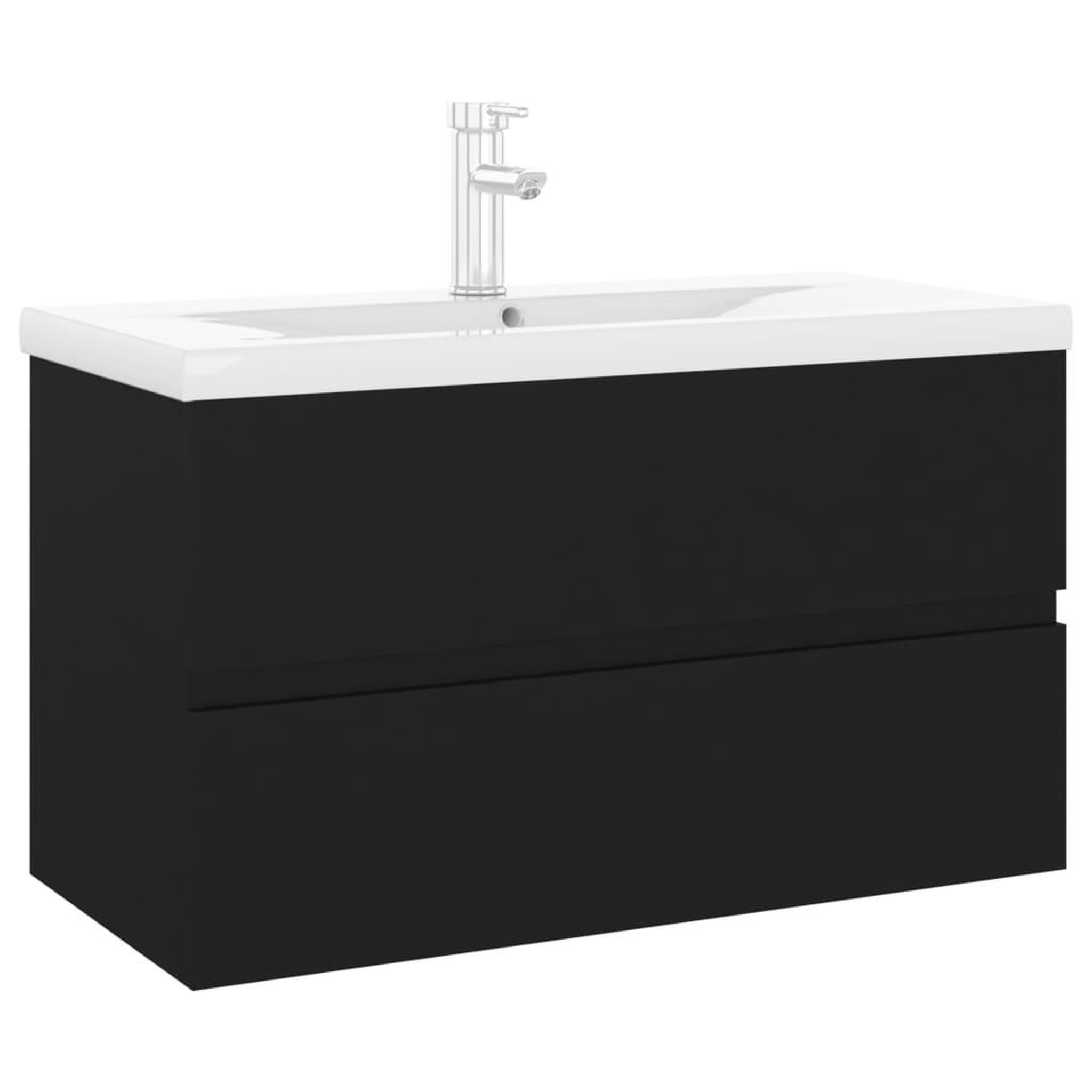 Voir la diapositive 2 : VIDAXL Armoire d'evier avec lavabo integre noir bois d'ingenierie