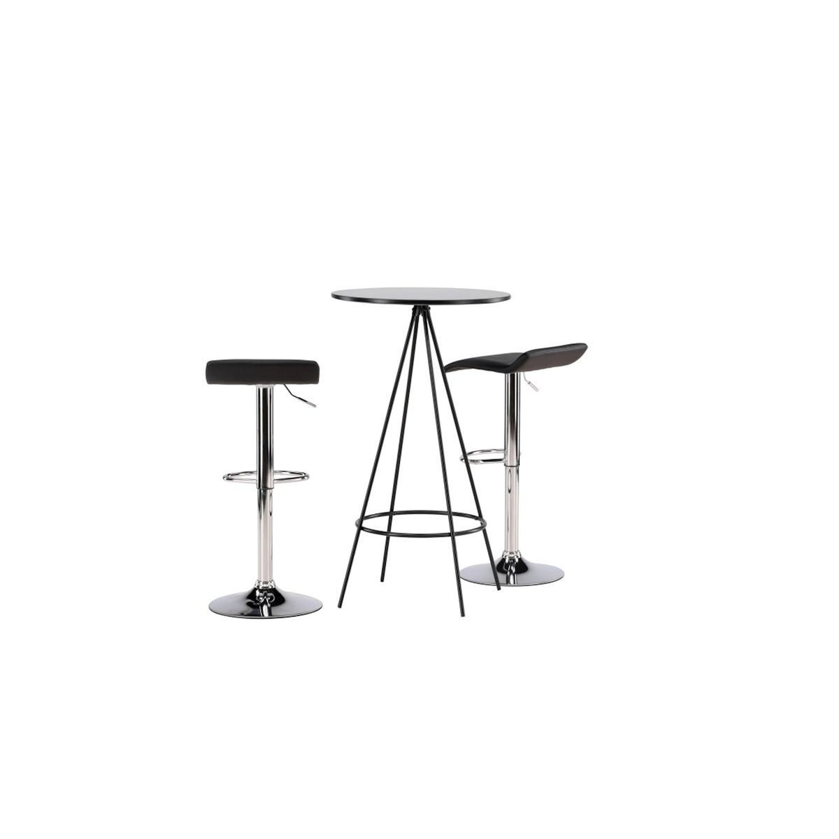 Paris Prix Ensemble Table de Bar & 2 Tabourets  Bistro & Jonna  105cm Noir