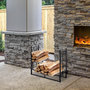 Voir la diapositive 2 : OUTSUNNY Serviteur de cheminée - porte bûches - range bûches multi accessoires étagère bûche et petit bois métal noir