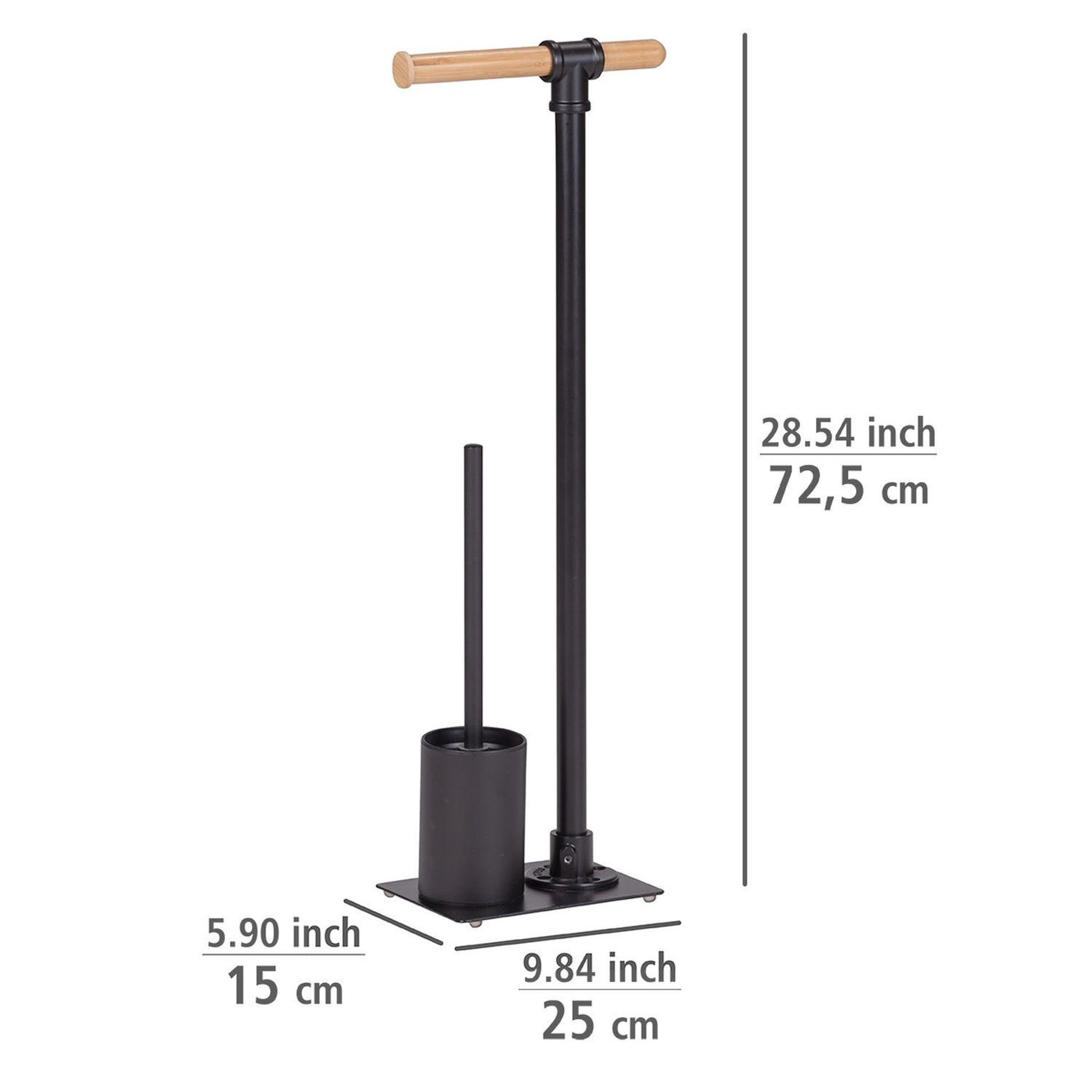 Voir la diapositive 2 : Wenko Serviteur WC Forli avec porte-rouleau et brosse à WC - Noir