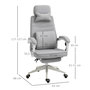 Voir la diapositive 3 : VINSETTO Fauteuil de bureau manager grand confort dossier réglable repose-pied coussin lombaire roulettes 360° lin 62L x 68P x 127H cm gris