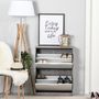 Voir la diapositive 2 : HOMCOM Armoire à chaussures meuble à chaussures dim. 62L x 26l x 81H cm 2 portes abattantes blanc effet béton ciré