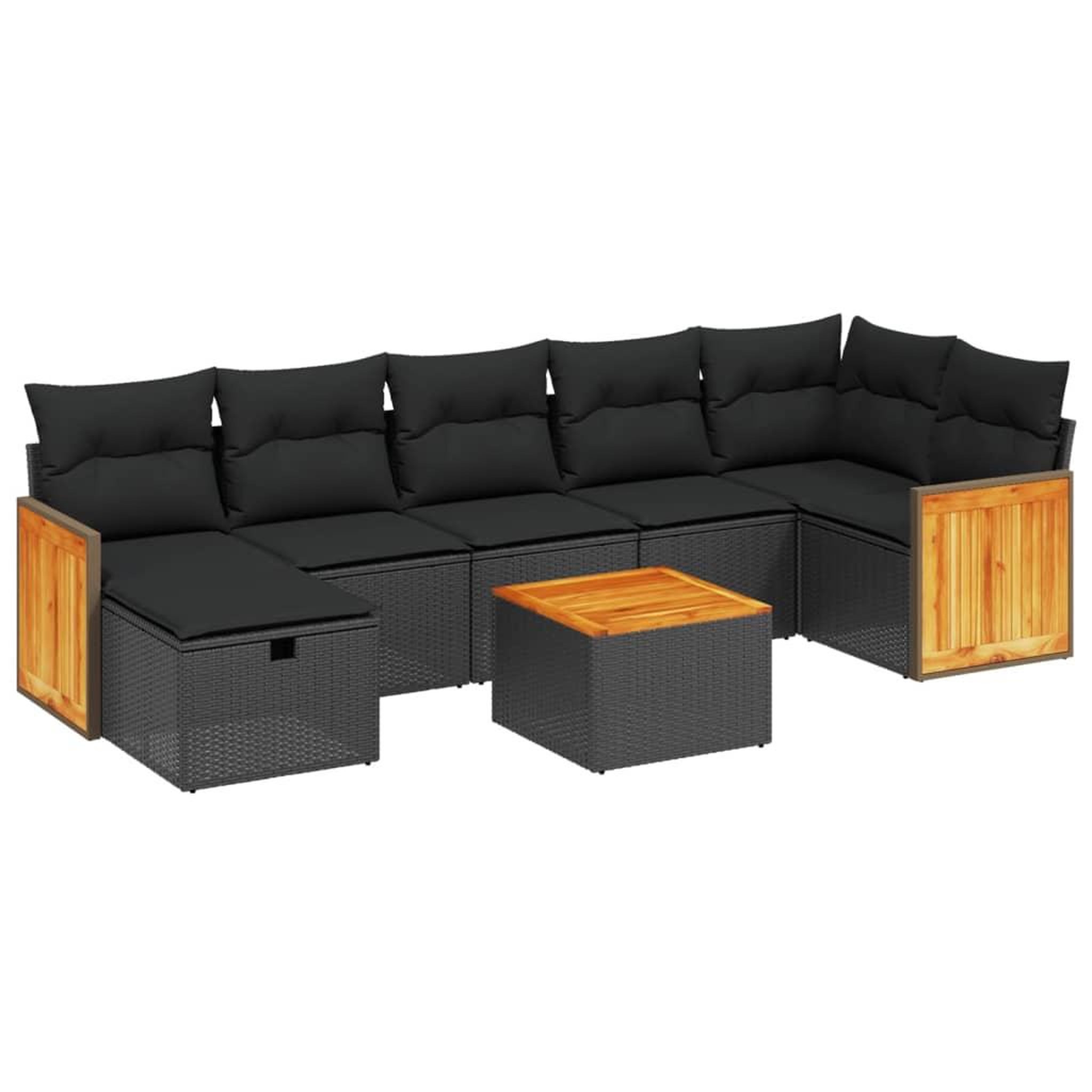 Voir la diapositive 2 : VIDAXL Salon de jardin 8 pcs avec coussins noir resine tressee