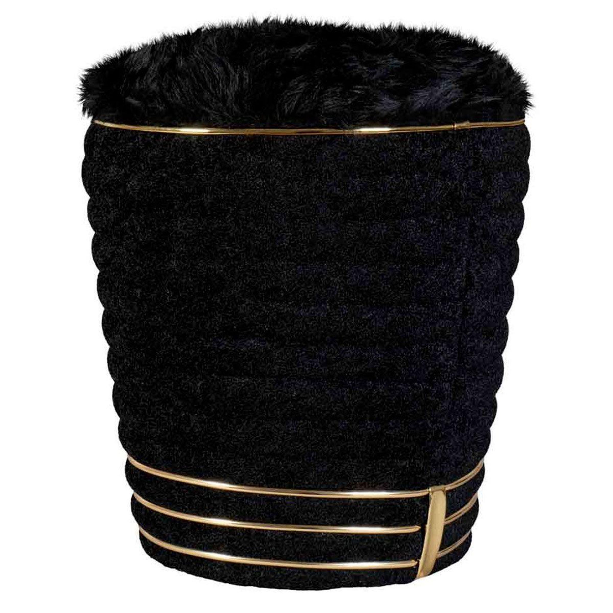 Voir la diapositive 1 : Paris Prix Tabouret déco en tissu  doric  50cm noir & or