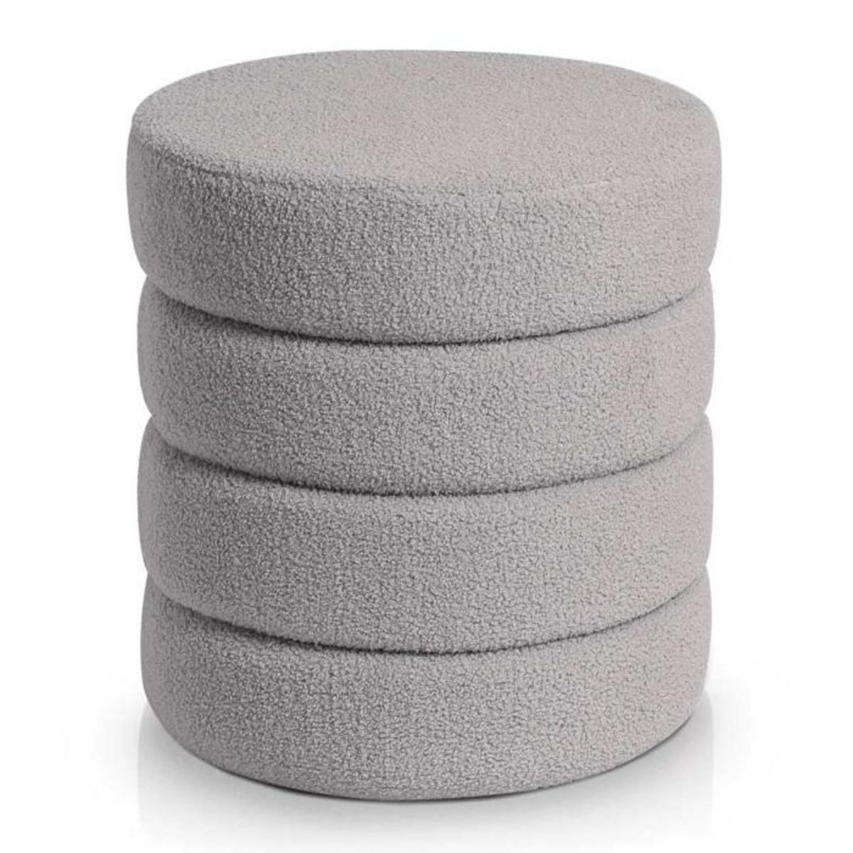 Paris Prix Pouf Tissu Bouclette  Bobine  46cm Gris
