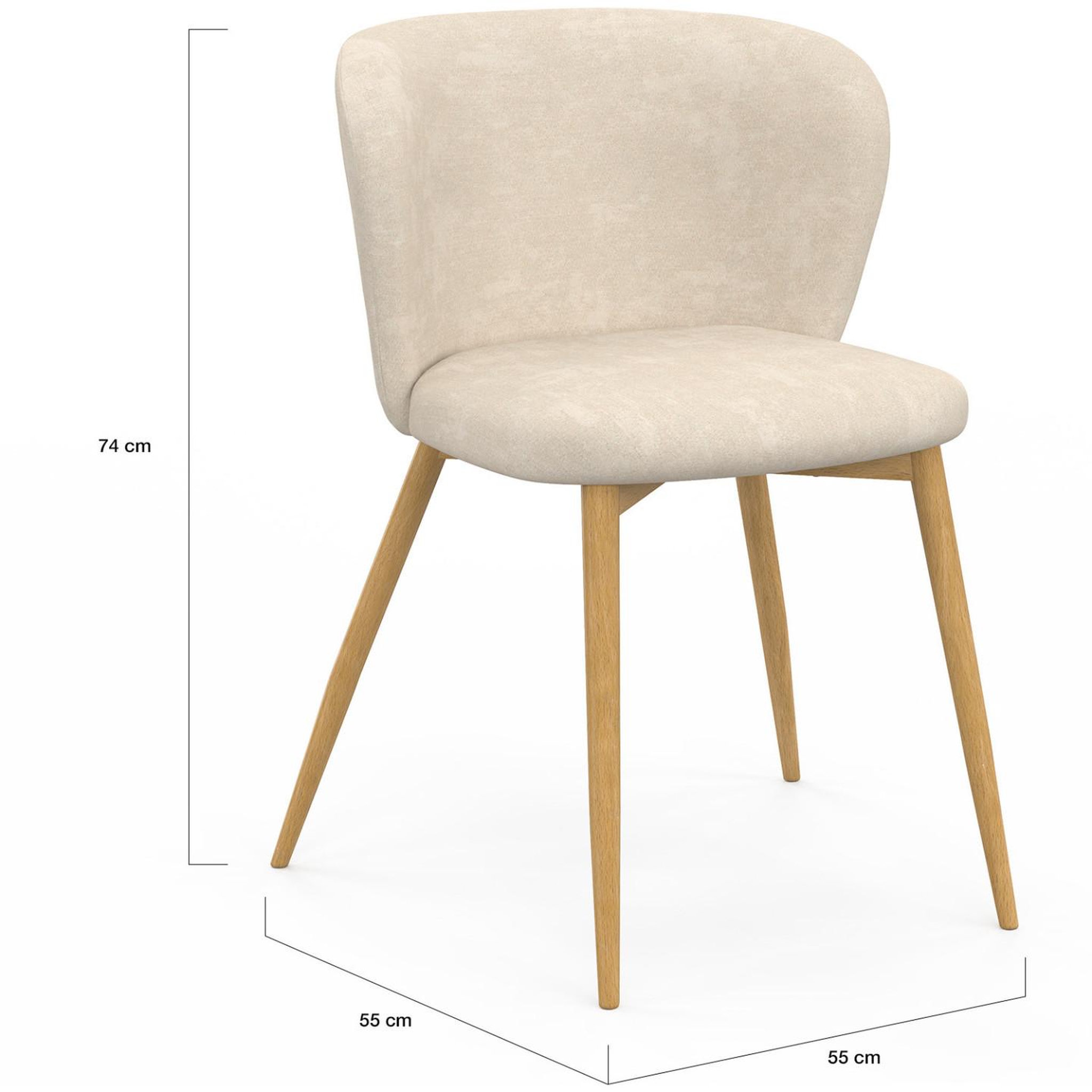 Voir la diapositive 5 : ID MARKET Lot de 4 chaises paulie en tissu chenille beige et pieds effet bois pour salle à manger