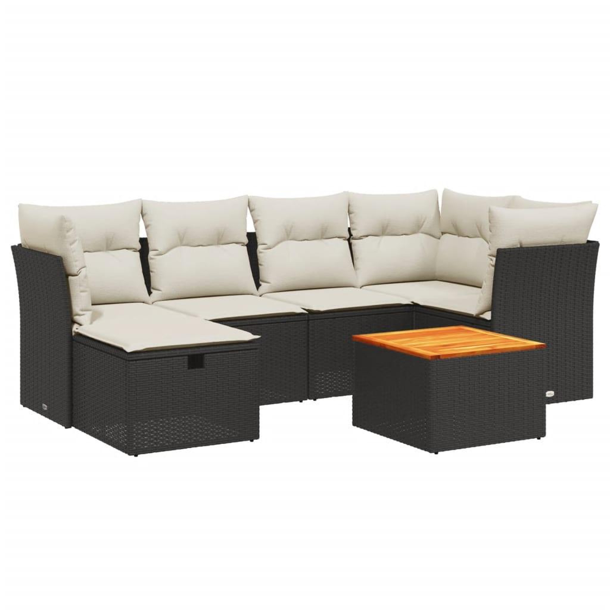 Voir la diapositive 2 : VIDAXL Salon de jardin 7 pcs avec coussins noir resine tressee