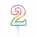Paris Prix Bougie d'Anniversaire  Chiffre 2  10cm Multicolore