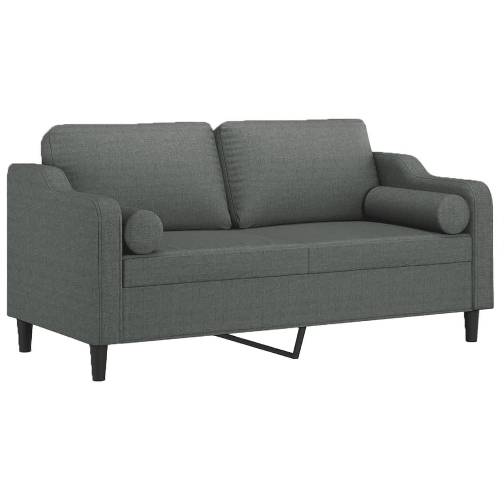 Voir la diapositive 3 : VIDAXL Canape 2 places avec oreillers gris fonce 140 cm tissu