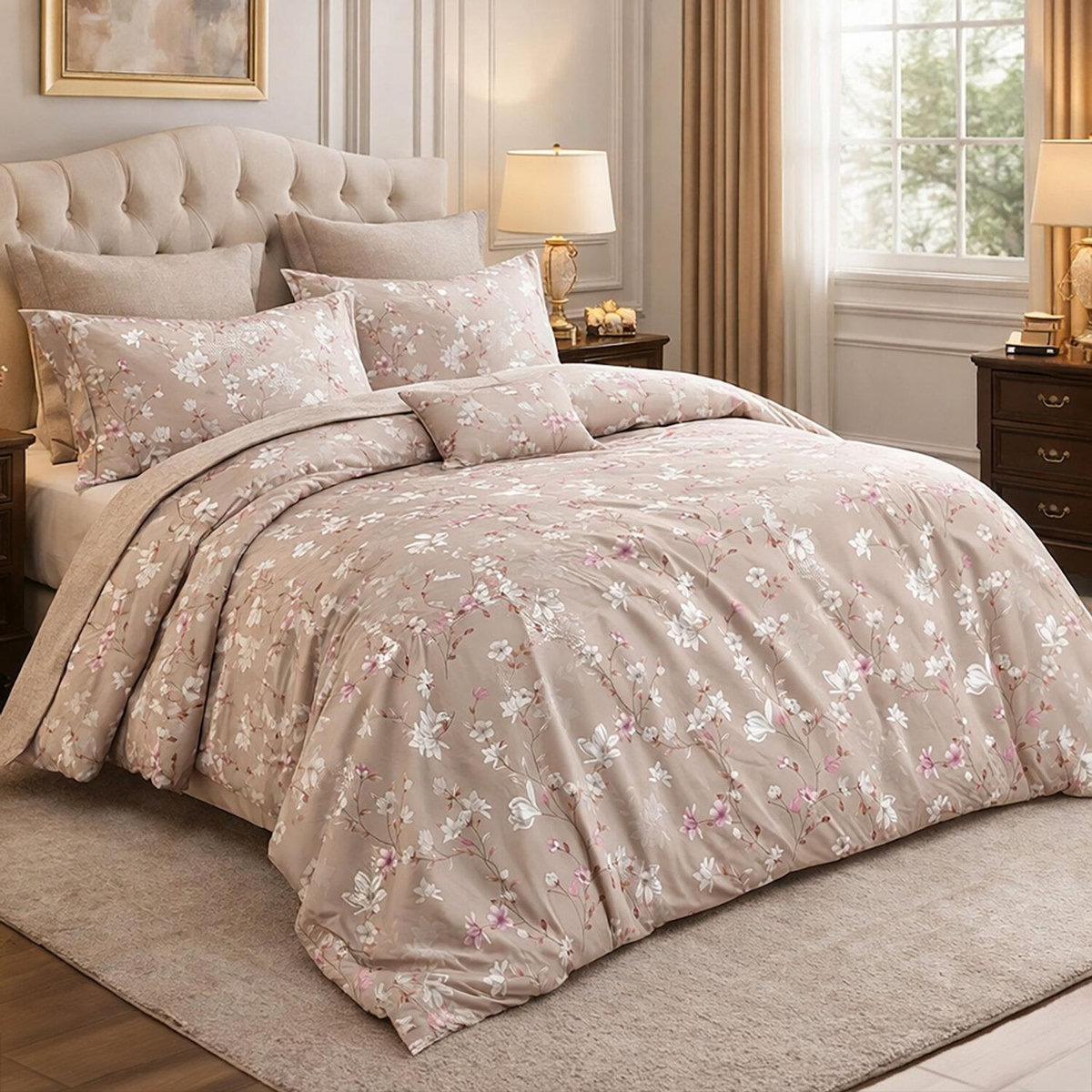 Home collection Parure housse de couette 3 pcs 240x220 cm en percale de coton 80 fils Sakumi