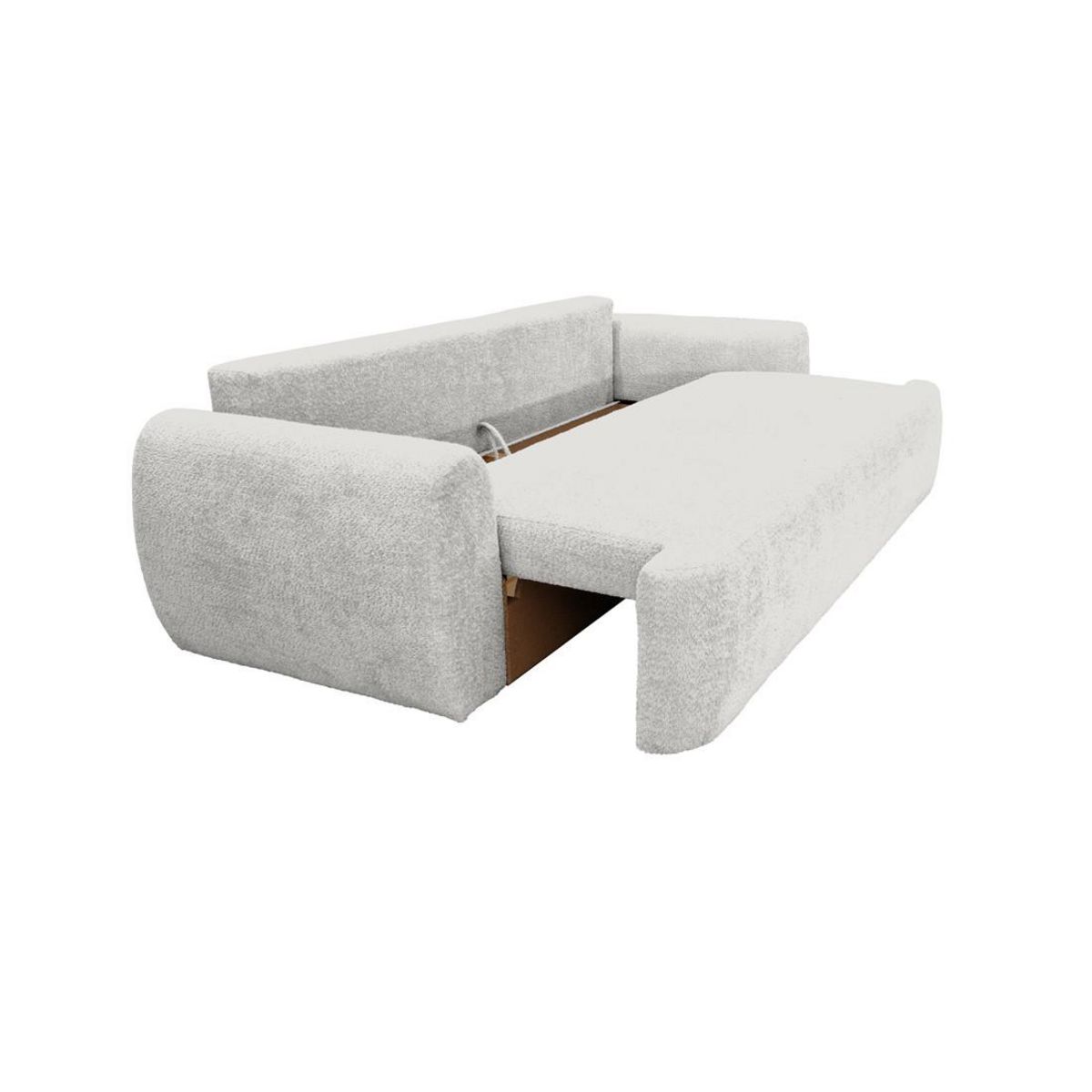 BEST MOBILIER Mahina - canapé droit 3 places - convertible avec coffre - en tissu bouclette