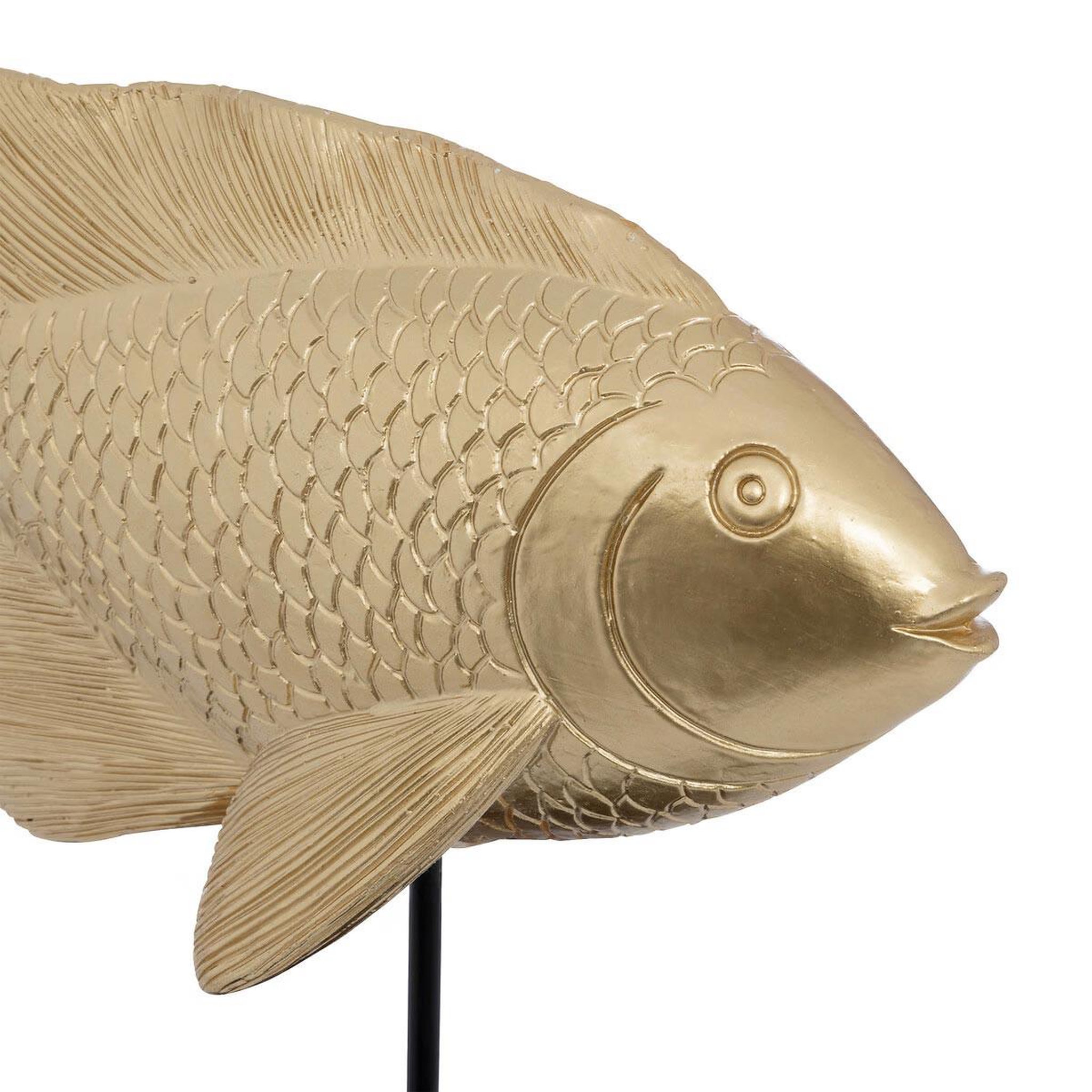 Voir la diapositive 2 : ATMOSPHERA Statuette poisson en résine  océane  25cm doré
