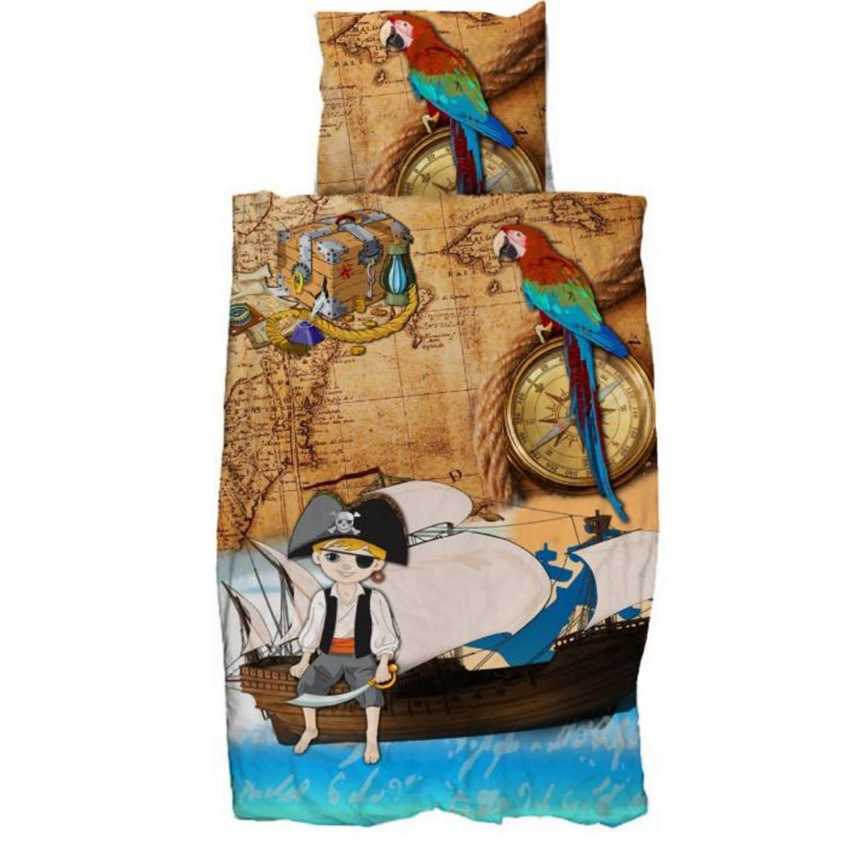 Paris Prix Parure de Lit Enfant 2 Pièces  Pirate  140x220cm Multicolore