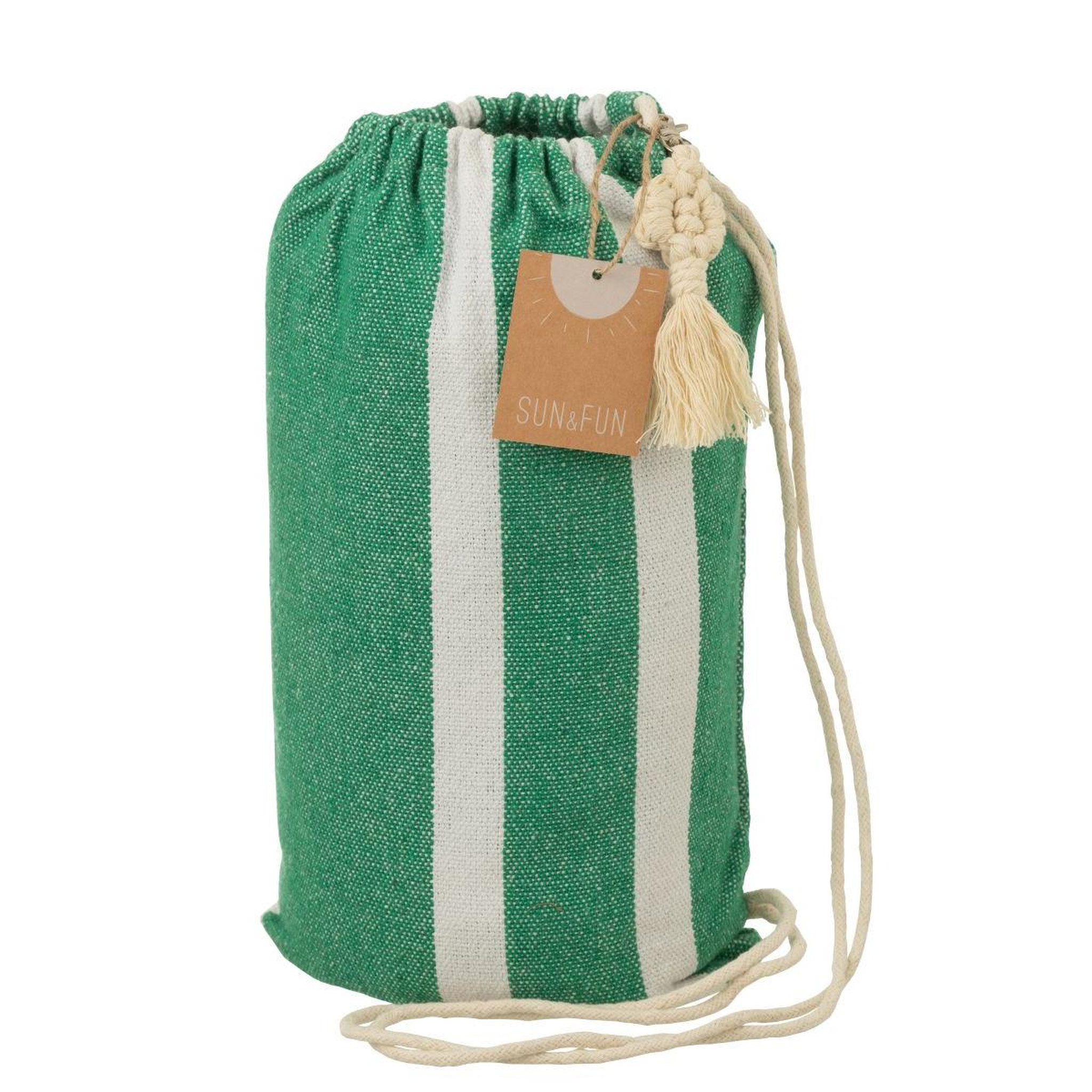Voir la diapositive 4 : J-LINE Hamac en tissu  petites rayures  200cm vert foncé