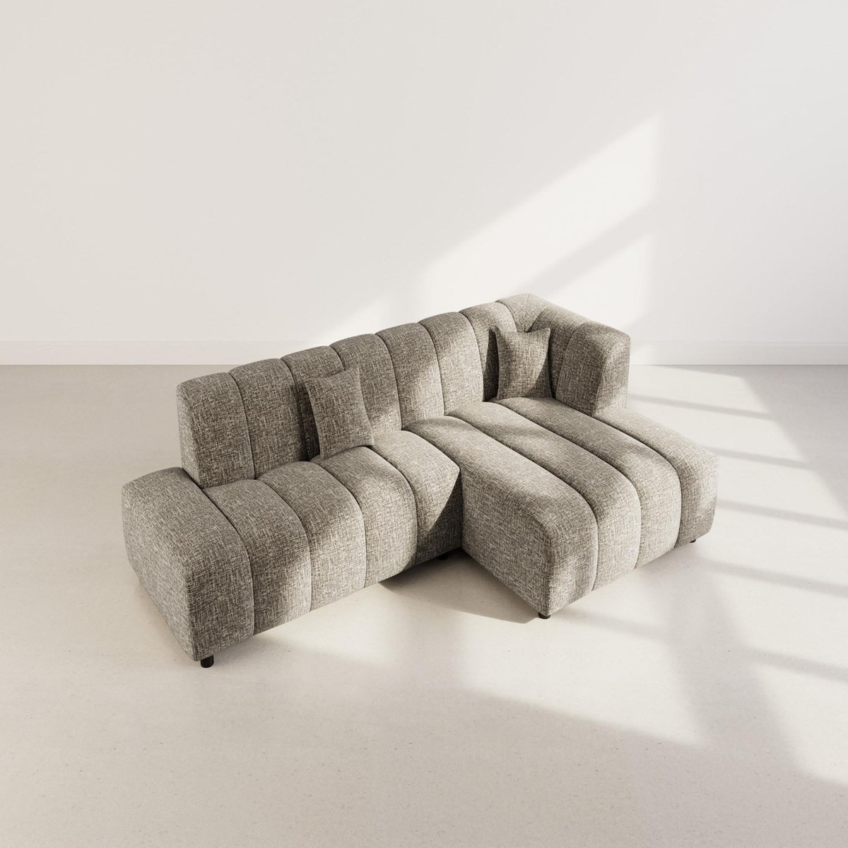 LISA DESIGN Curtis - canapé d'angle droit 4 places sans accoudoir en tissu texturé