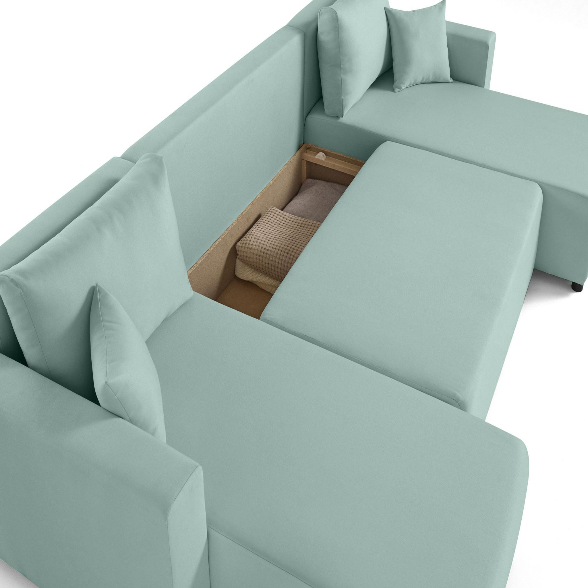 Voir la diapositive 4 : BEST MOBILIER Regala - canapé panoramique - 7 places - convertible avec coffre - en tissu