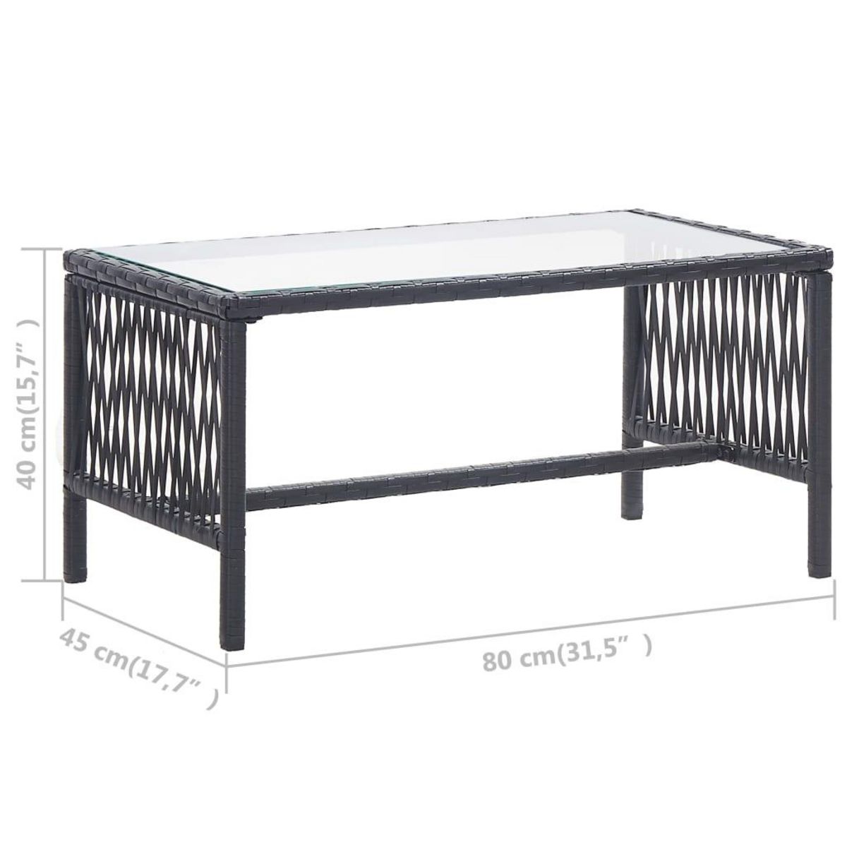 VIDAXL Salon de jardin 4 pcs avec coussin Resine tressee Noir