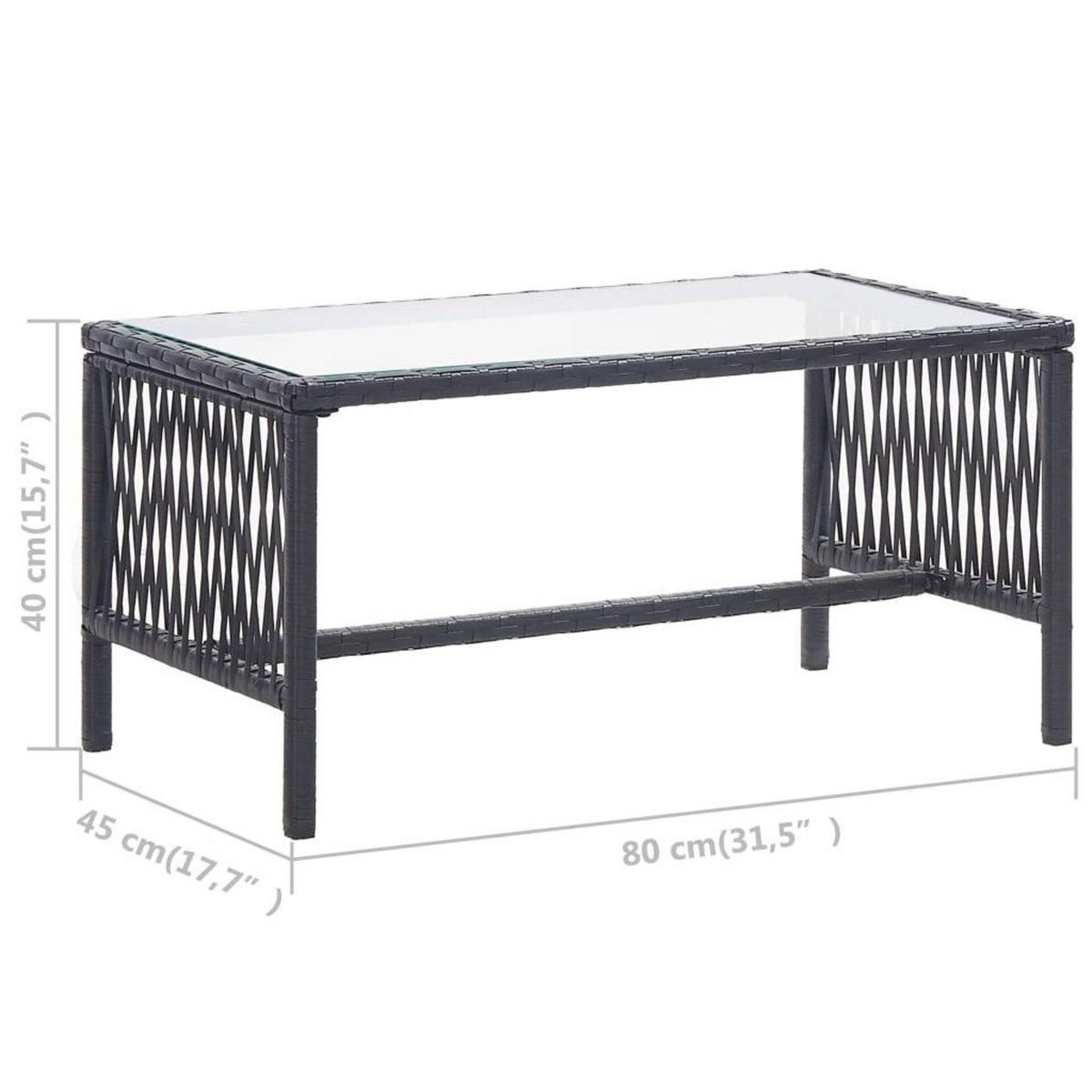 VIDAXL Salon de jardin 4 pcs avec coussin Resine tressee Noir