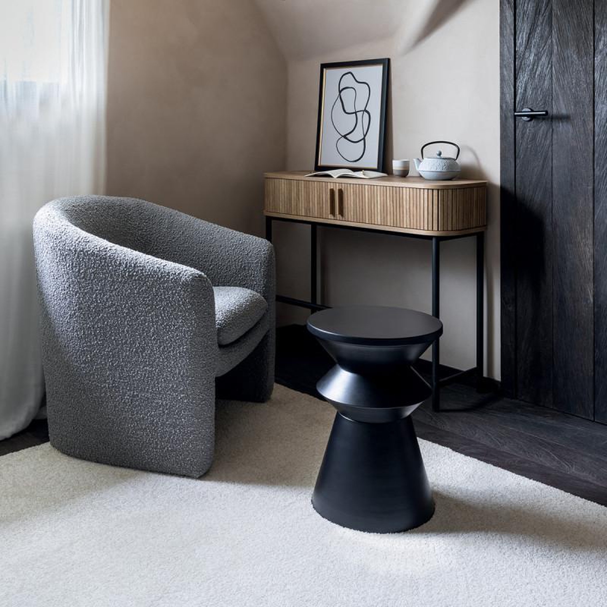 Voir la diapositive 4 : ATMOSPHERA Fauteuil  Kunjo  Bouclette Gris Atmosphera
