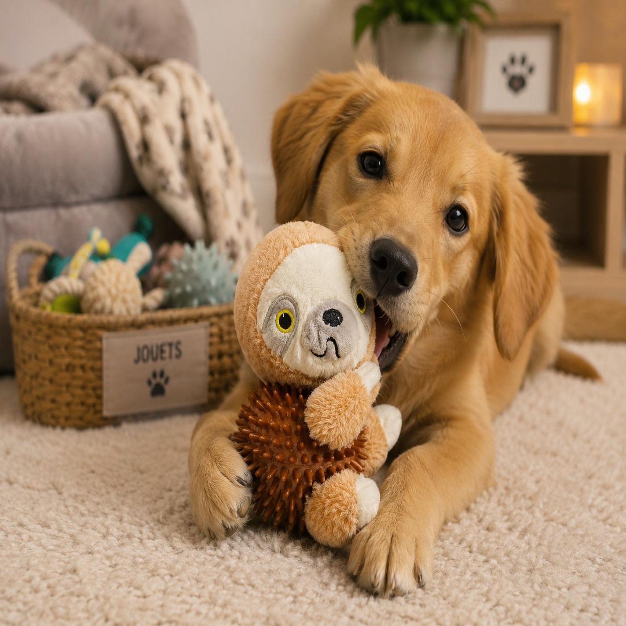 Voir la diapositive 2 : Eden Jouet peluche balle sonore paresseux pour chien