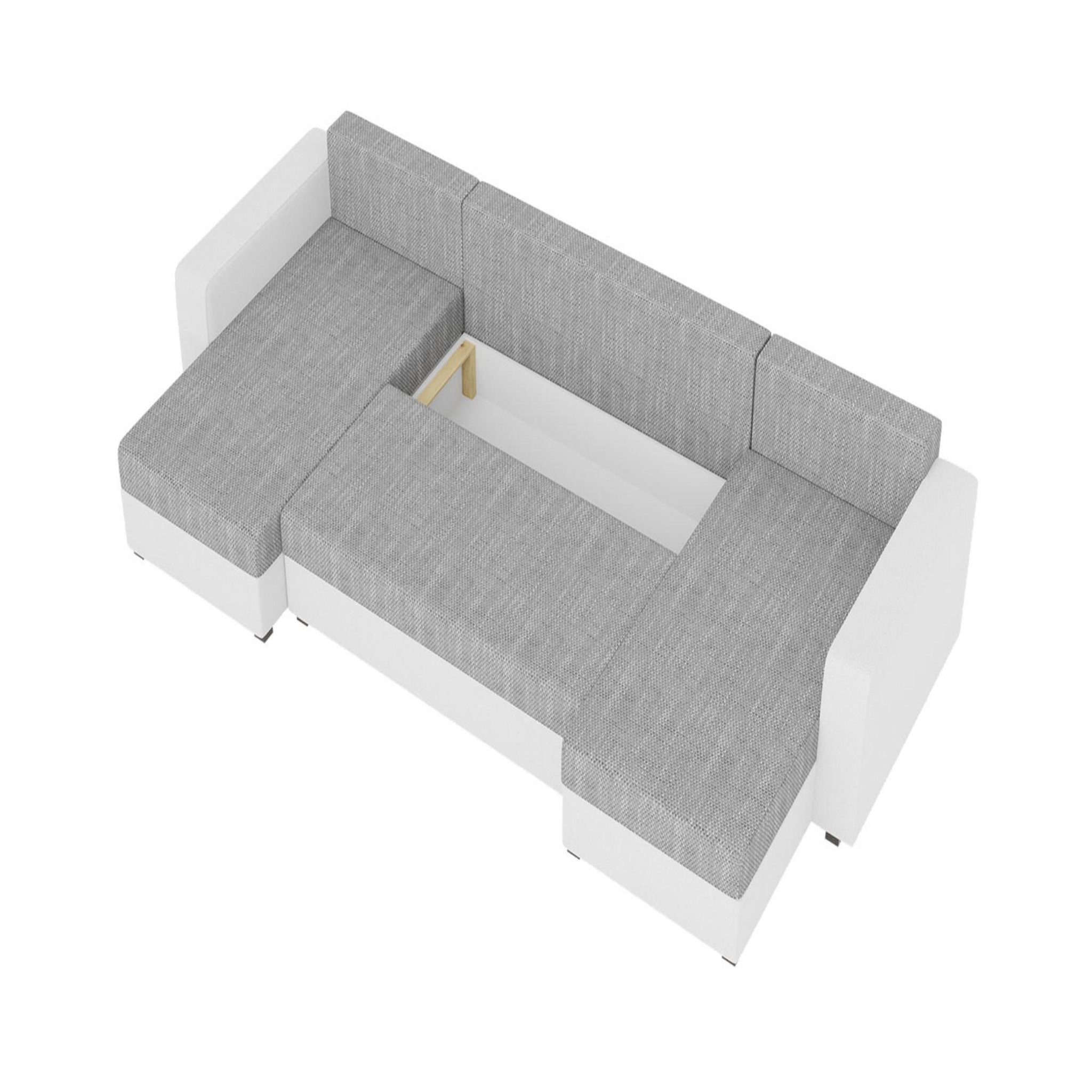 Voir la diapositive 2 : BEST MOBILIER Romy - canapé panoramique en u - 7 places - convertible avec coffre - en tissu et pu