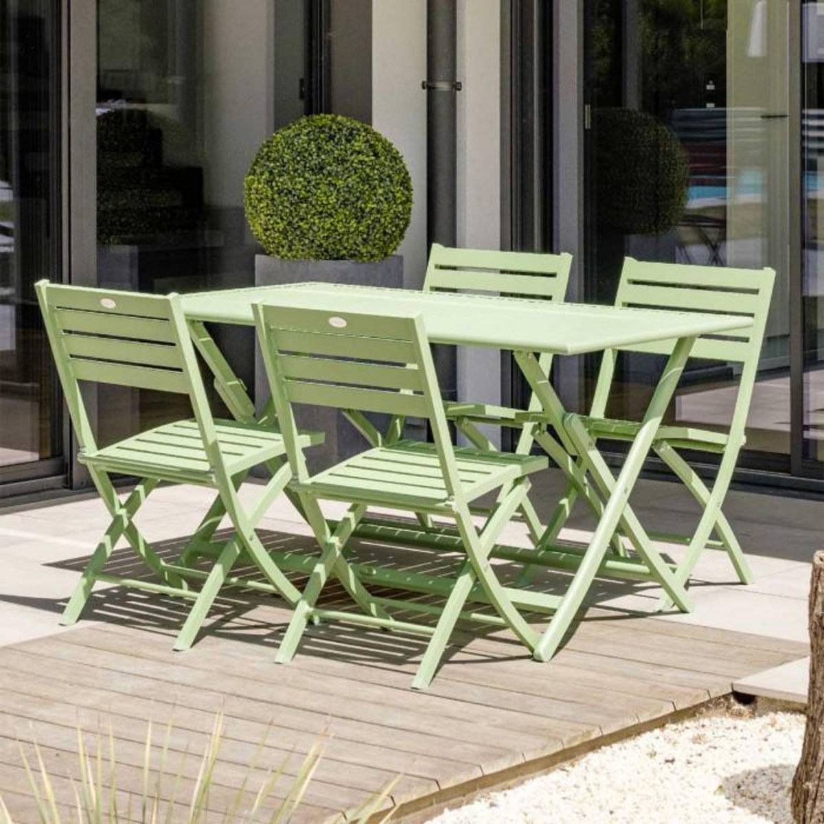Paris Prix Lot de 2 Chaises de Jardin Pliantes  Marius  82cm Vert Lagune