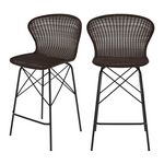 Rendez vous déco Lot de 2 chaises pour îlot central 63 cm en résine tressée marron - Palma. Coloris disponibles : Marron