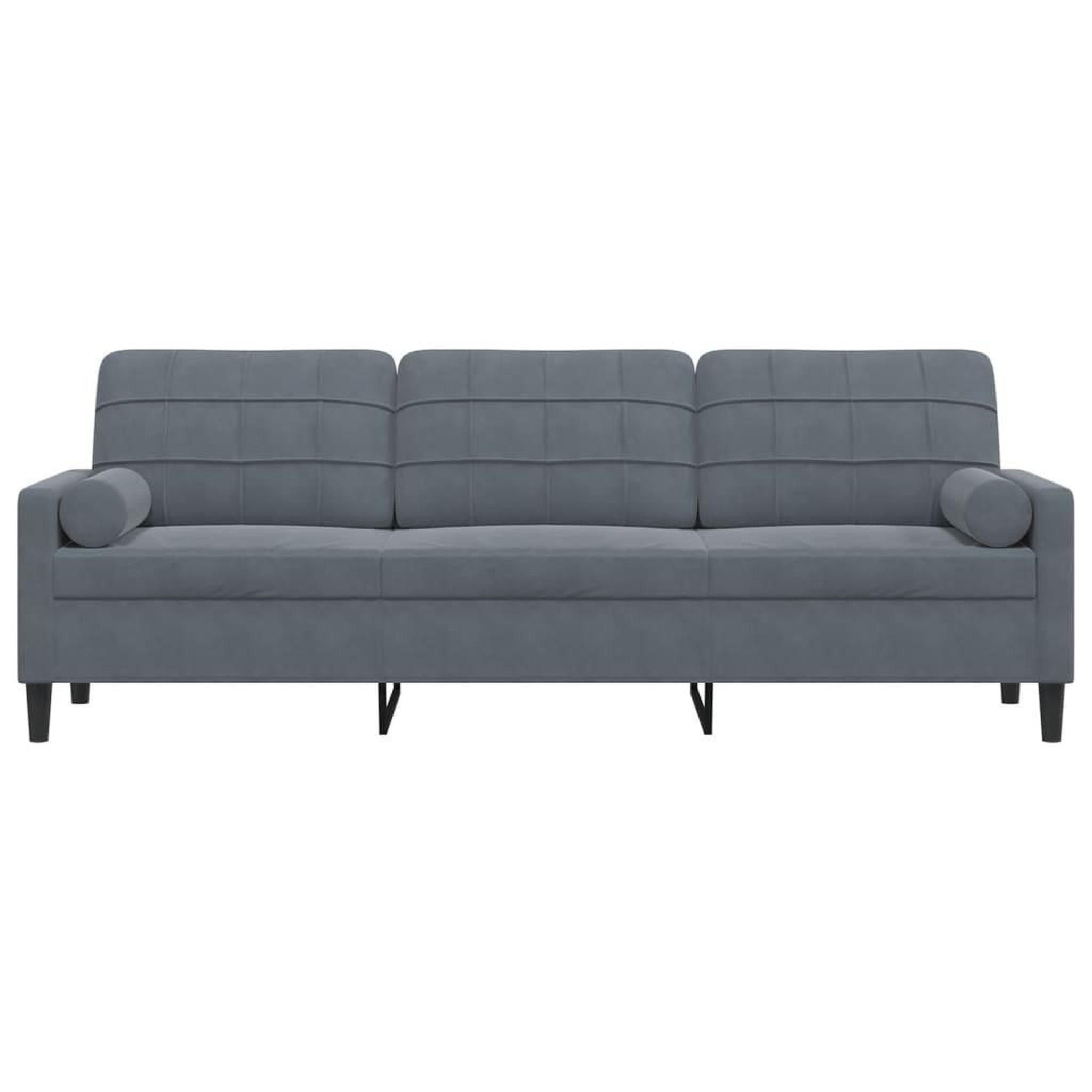 Voir la diapositive 3 : VIDAXL Canape 3 places avec oreillers gris fonce 210 cm velours