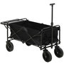 Voir la diapositive 1 : OUTSUNNY Chariot de jardin pliable 4 roues poignée télescopique réglable rangements noir