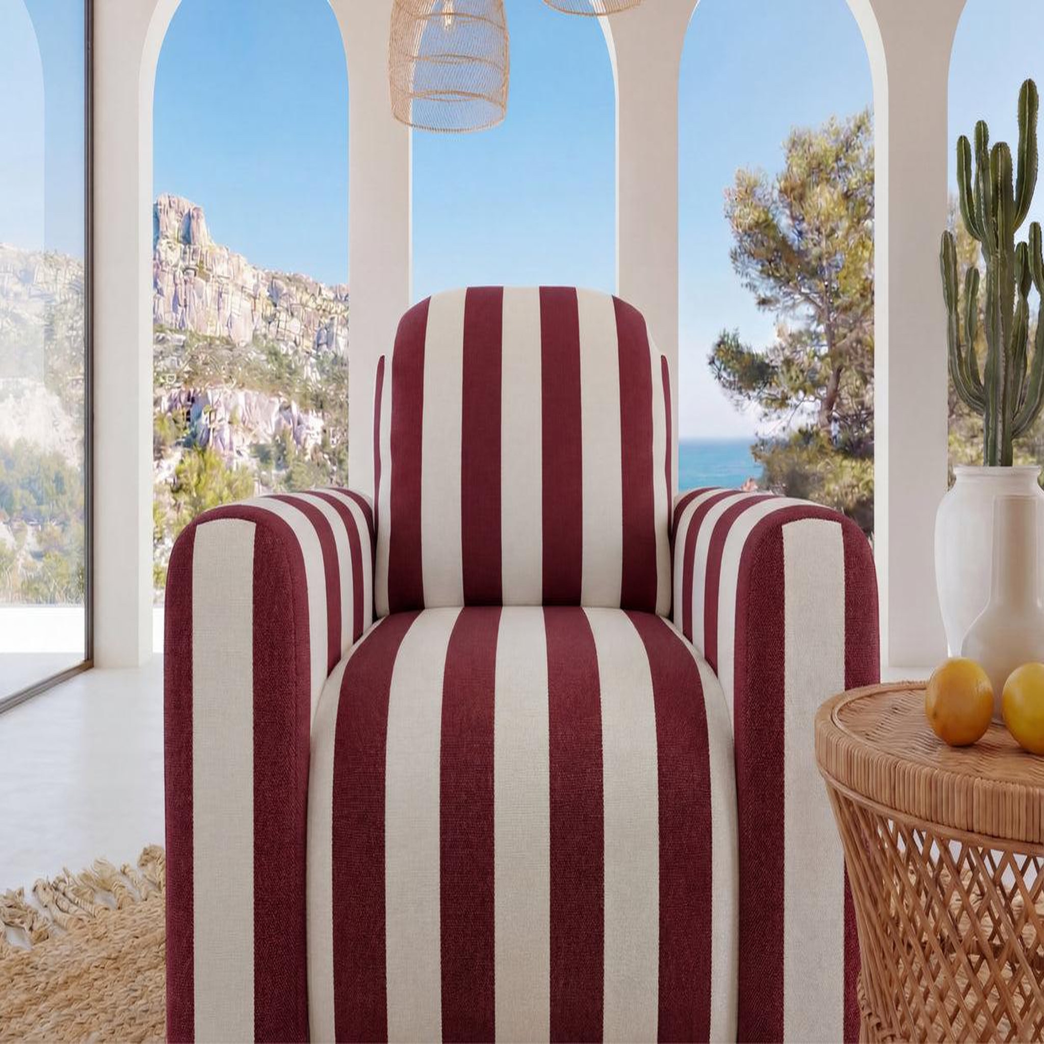 Voir la diapositive 5 : CASANOVA PARIS Elvis - fauteuil tissu rayé