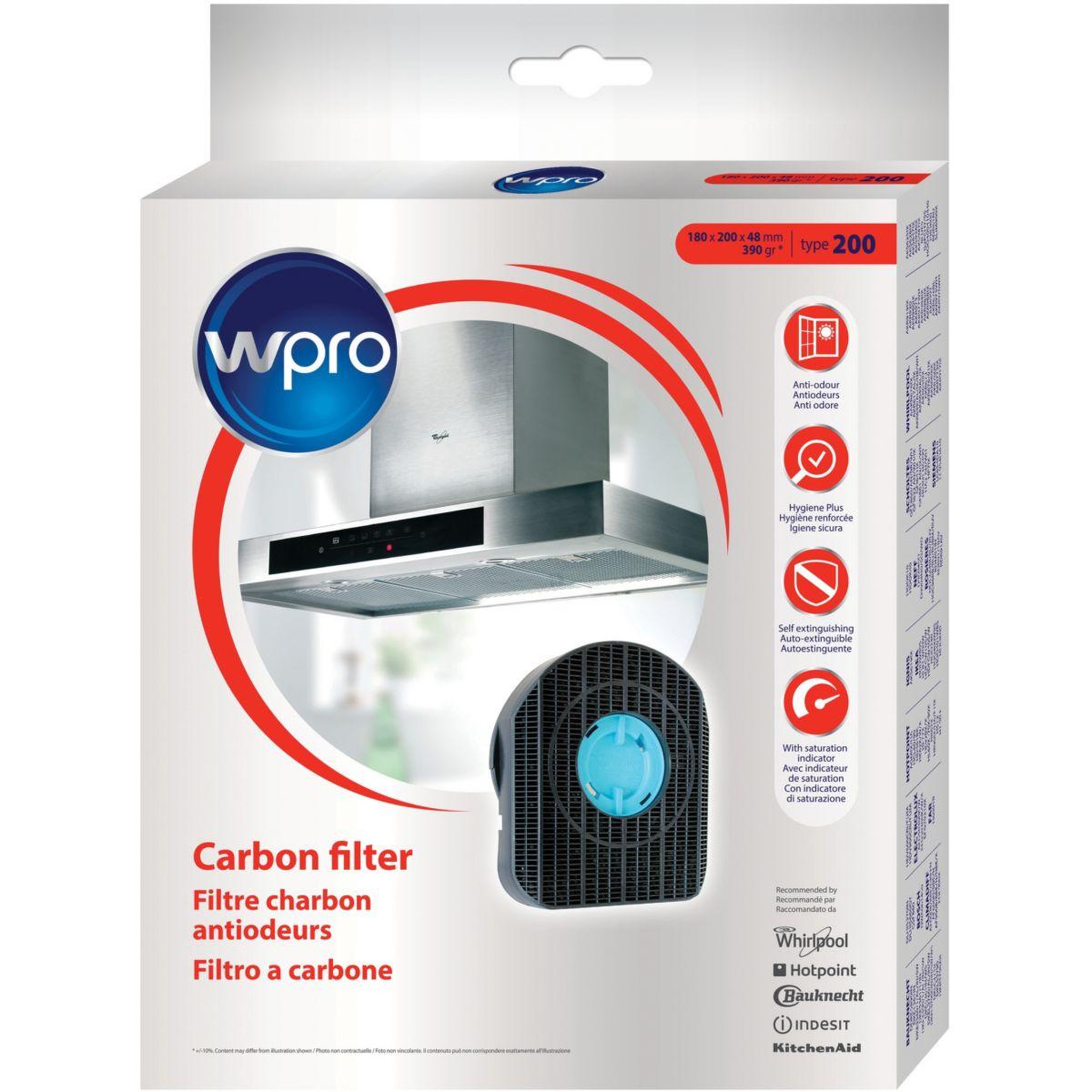 Voir la diapositive 4 : WPRO Filtre hotte CHF200/1