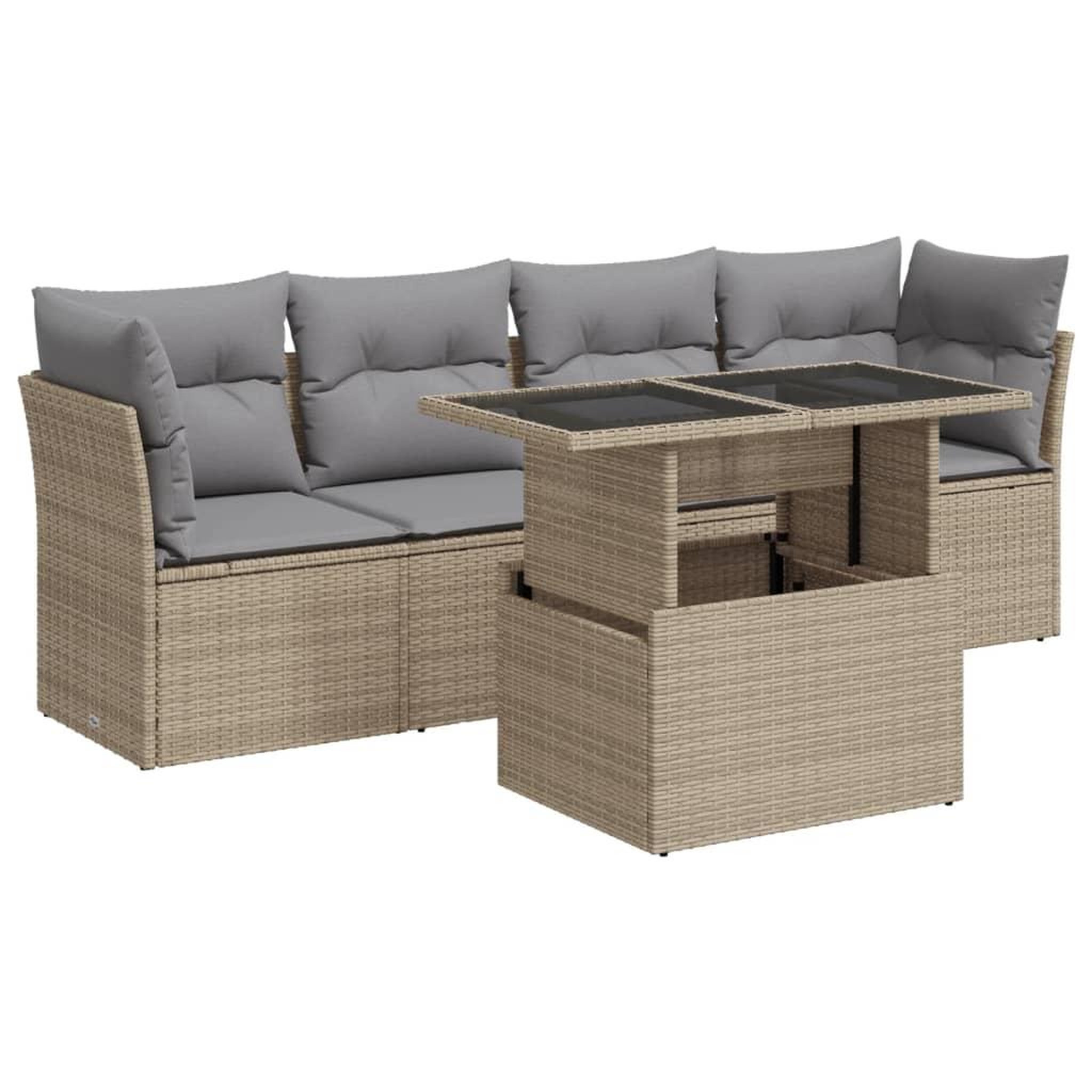 Voir la diapositive 2 : VIDAXL Salon de jardin avec coussins 5 pcs beige resine tressee