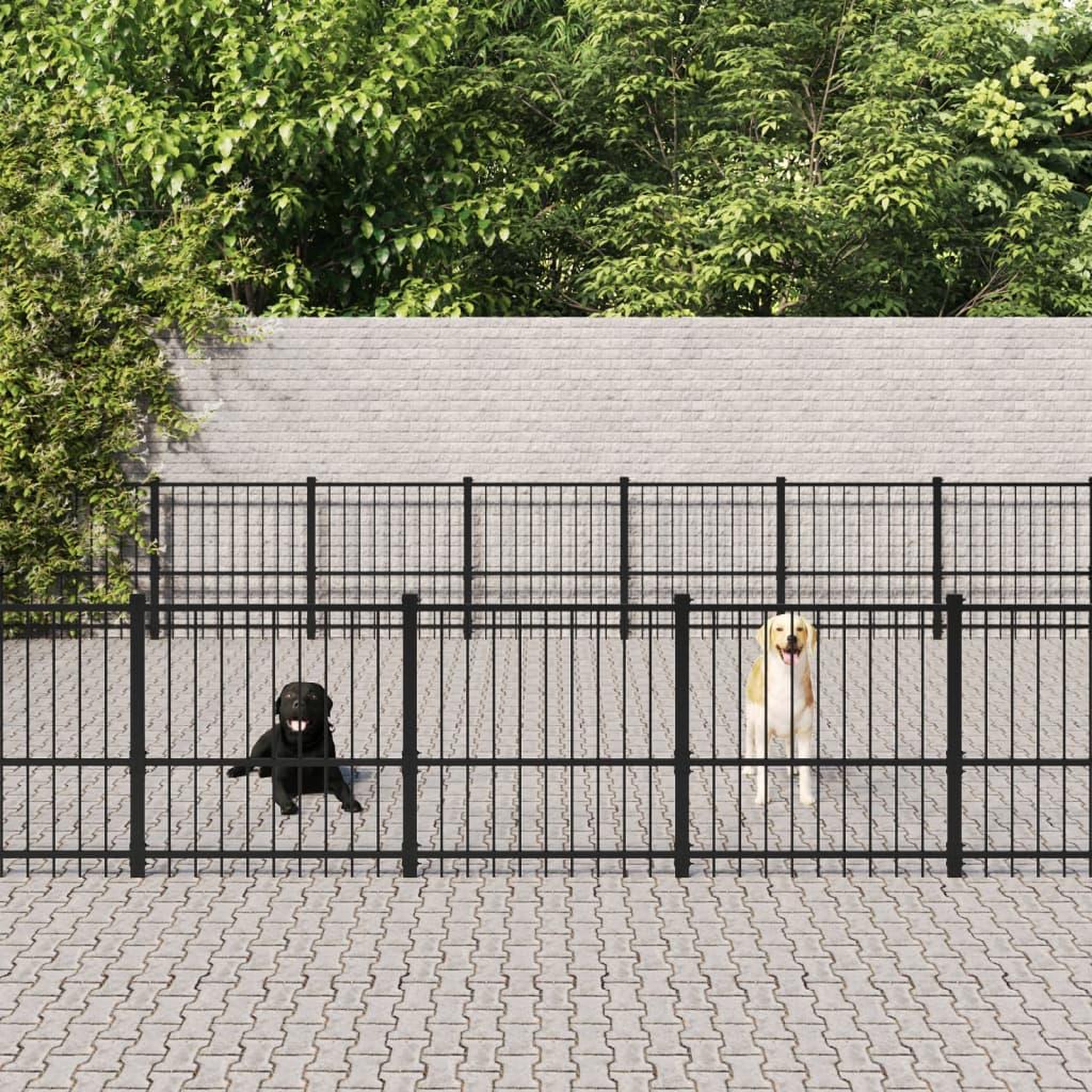 VIDAXL Chenil d'exterieur pour chiens Acier 52,69 m²