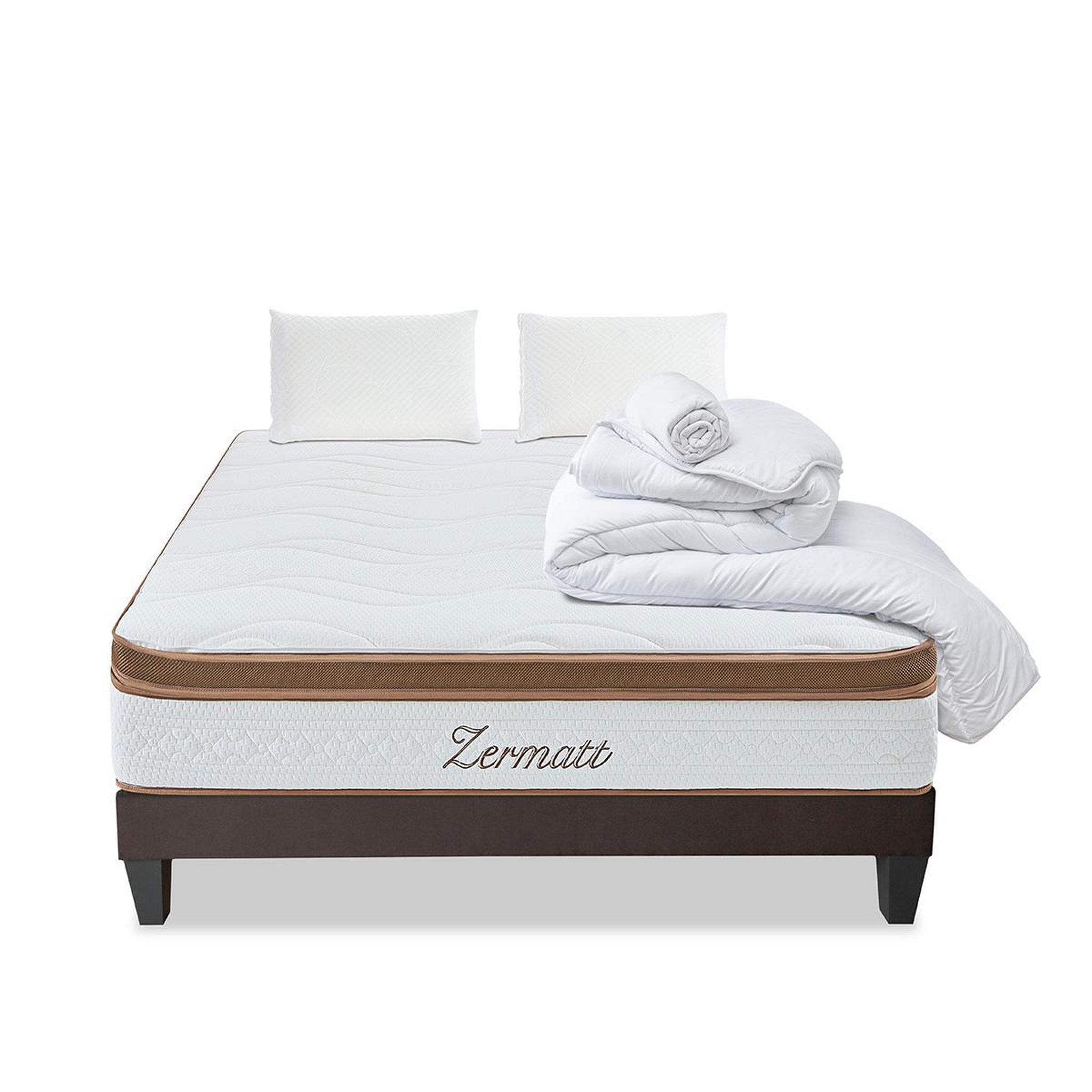 Voir la diapositive 1 : BELLECOUR Bellecour literie | pack prêt à dormir zermatt | matelas mémoire de forme + sommier + accessoires